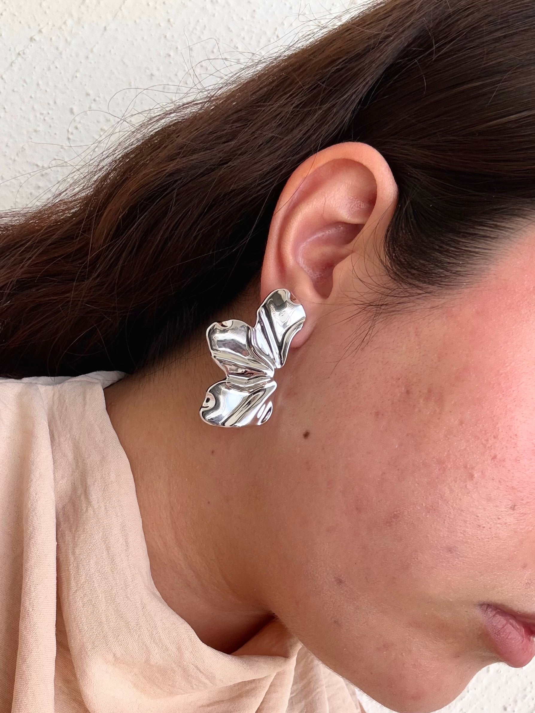 Aretes Hoja Plateada M7