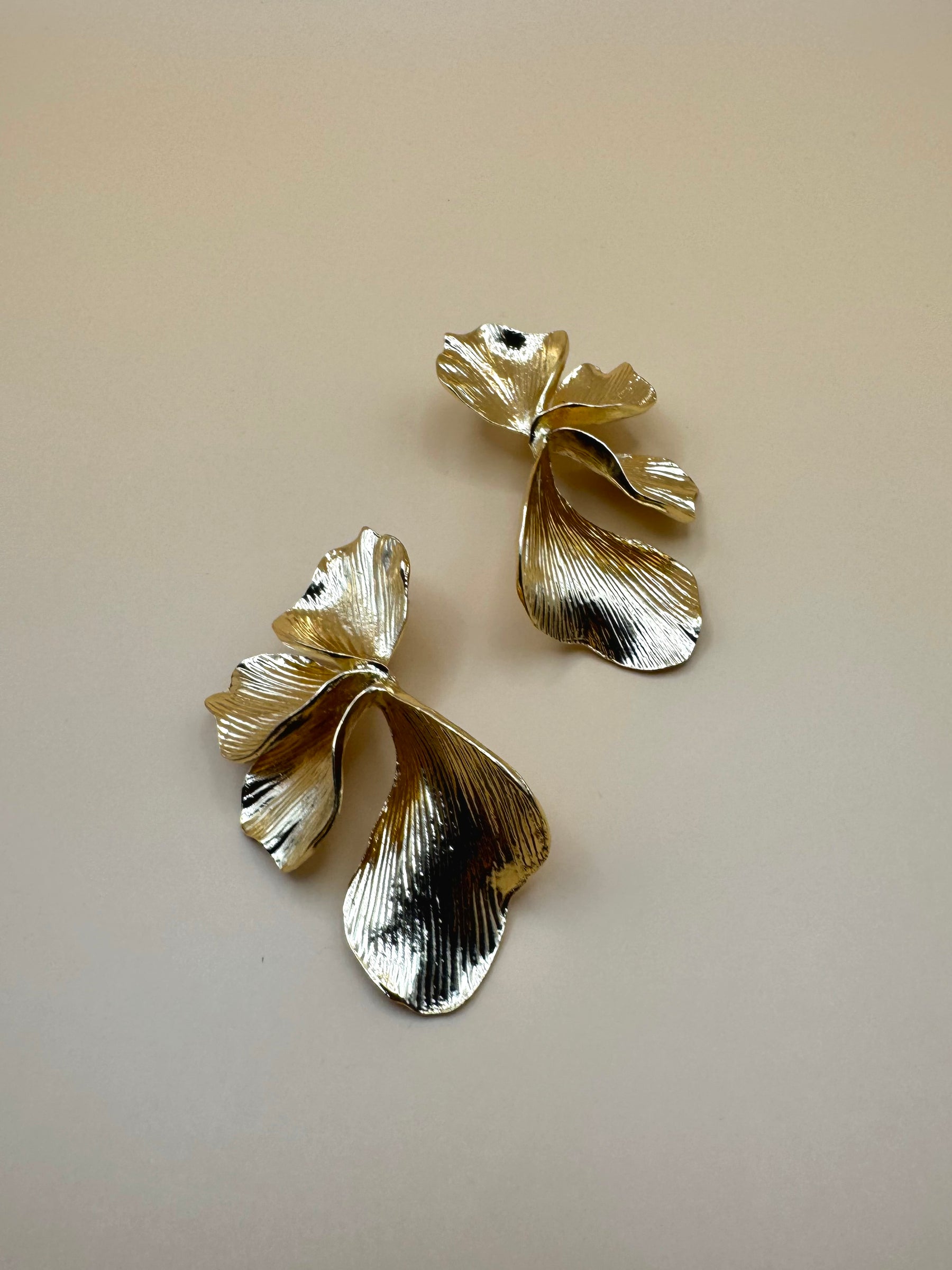 Aretes Hojas Grandes Doradas M17