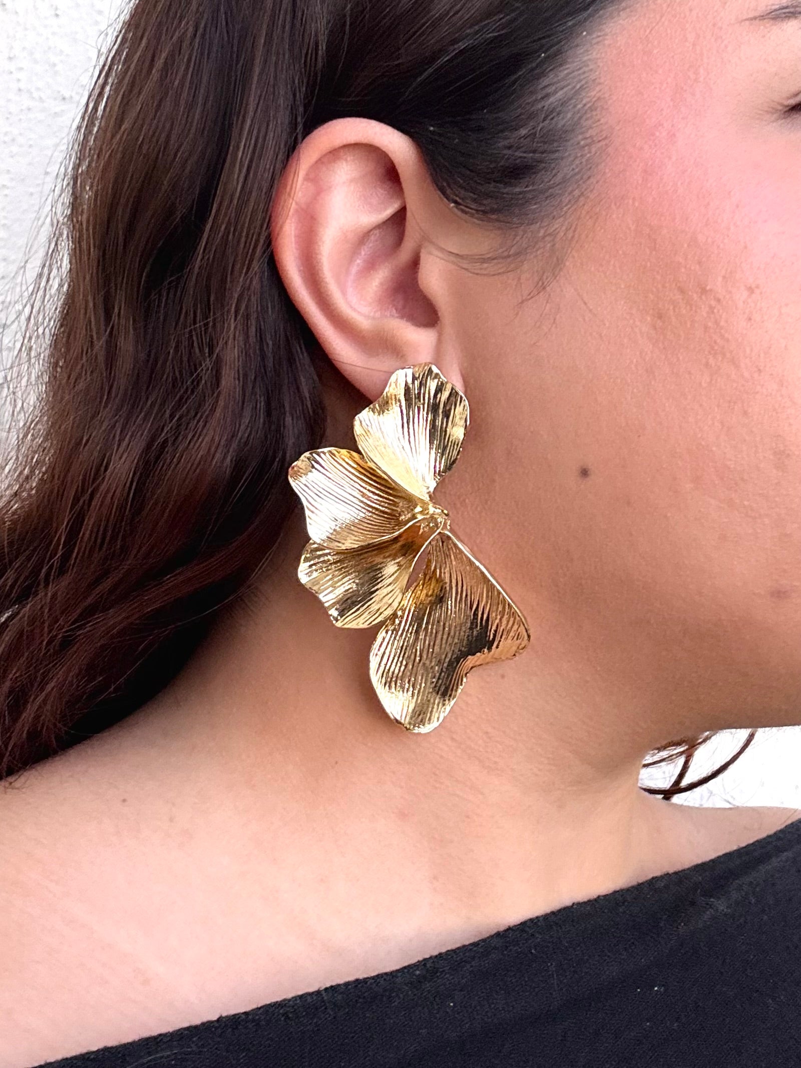 Aretes Hojas Grandes Doradas M17