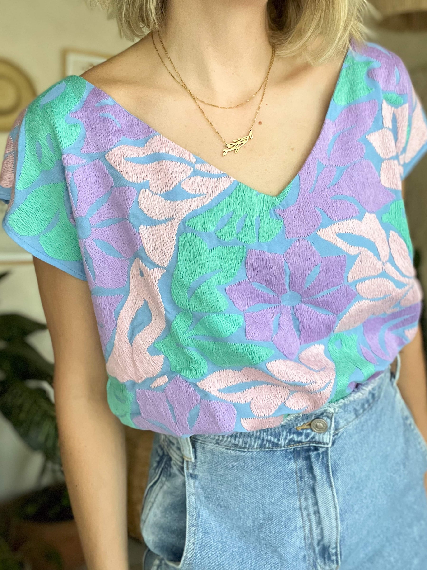 Jalapa V Blue / Lilac Blouse