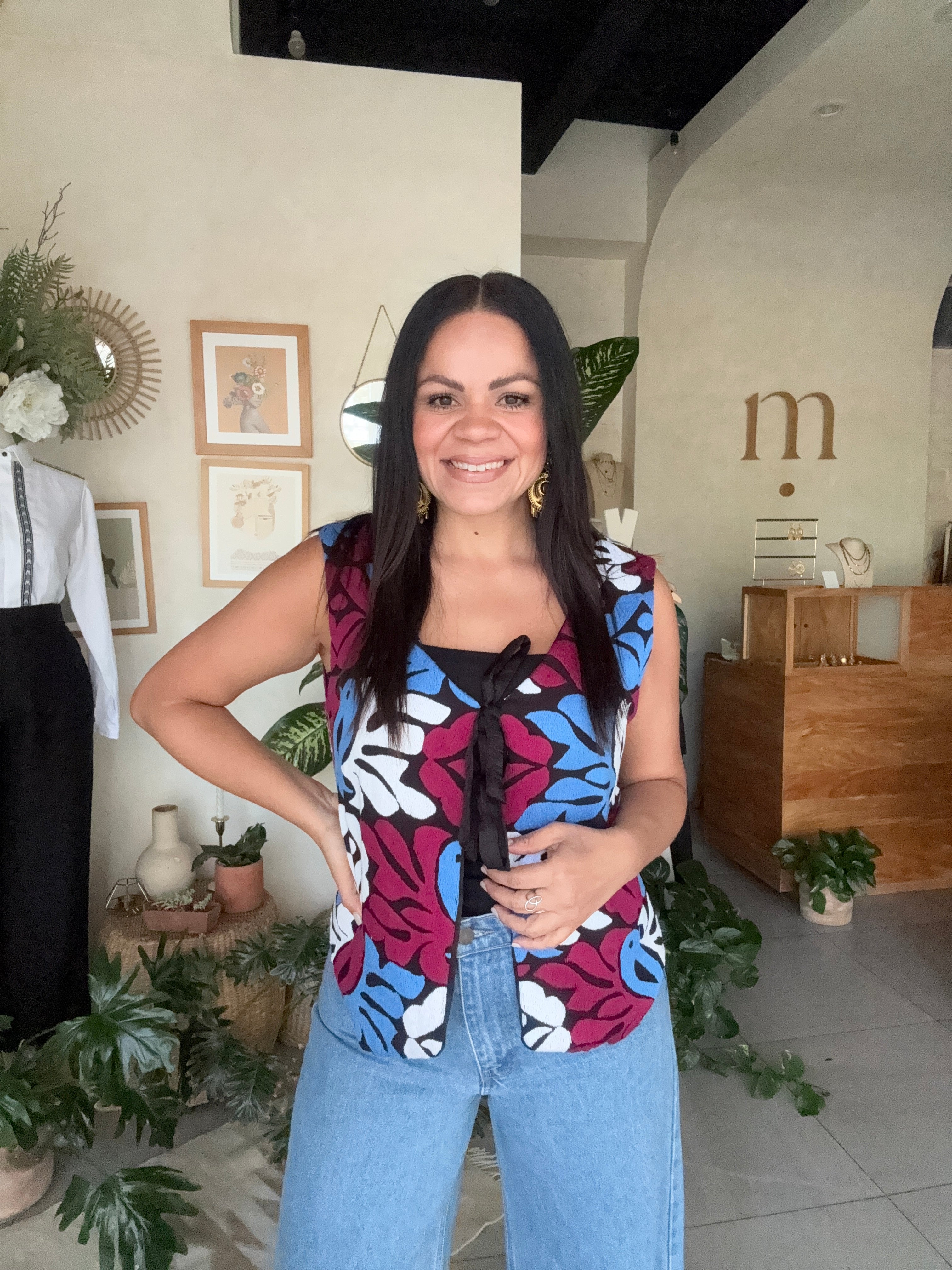 Jalapa V Blue/Burgundy Blouse