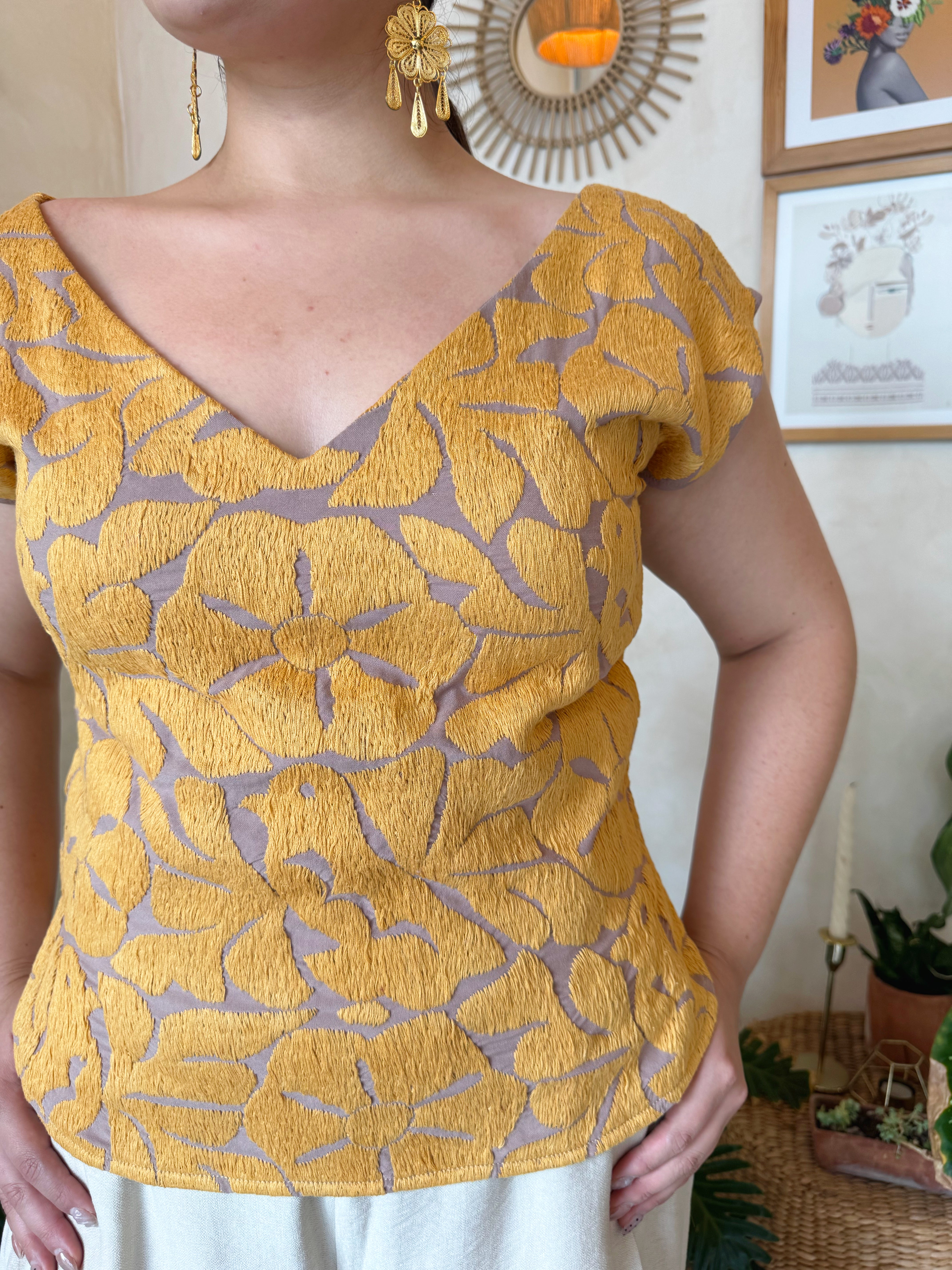 Purple Jalapa V-Neck Blouse