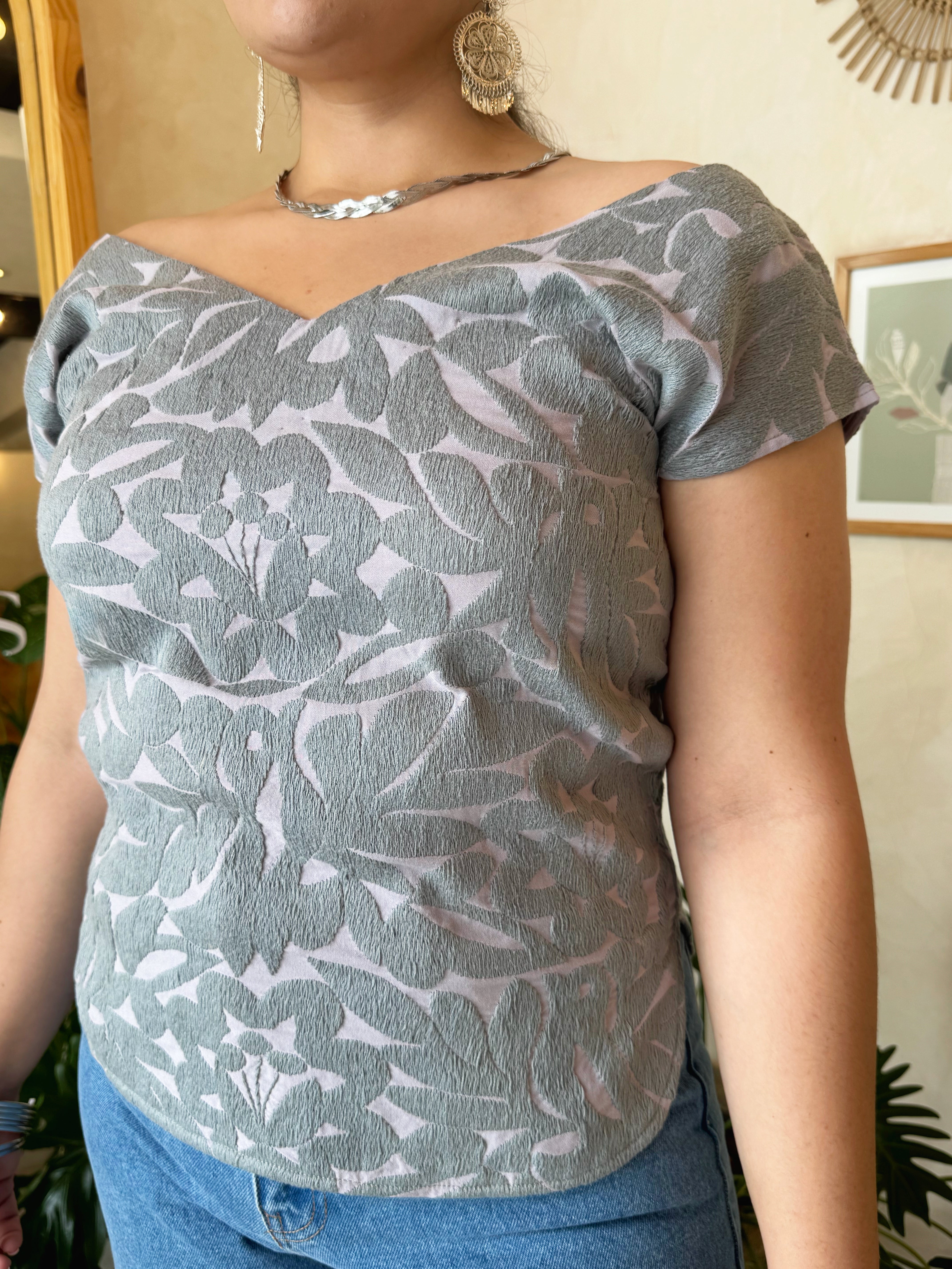 Purple Jalapa V-Neck Blouse
