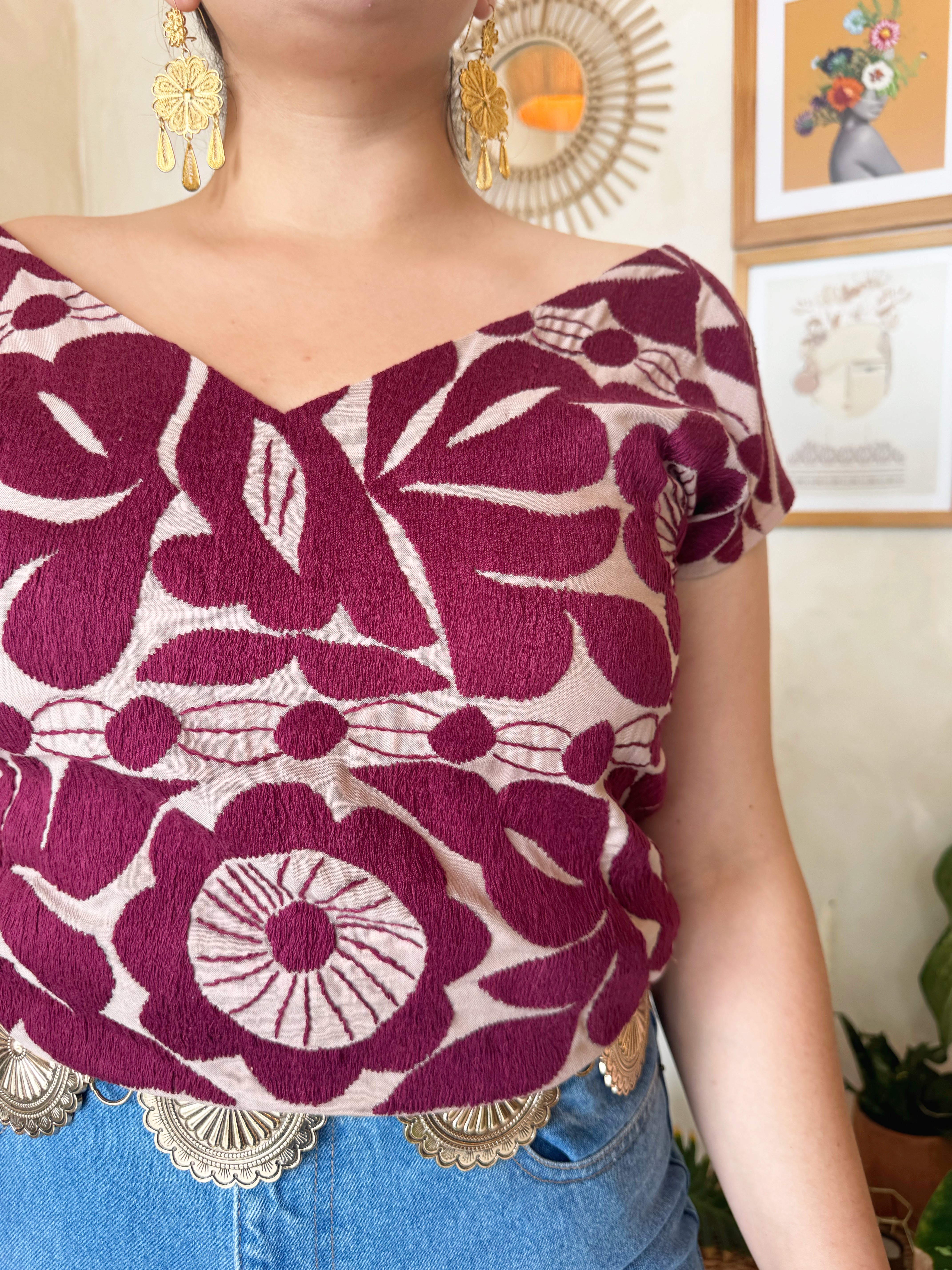 Purple Jalapa V-Neck Blouse