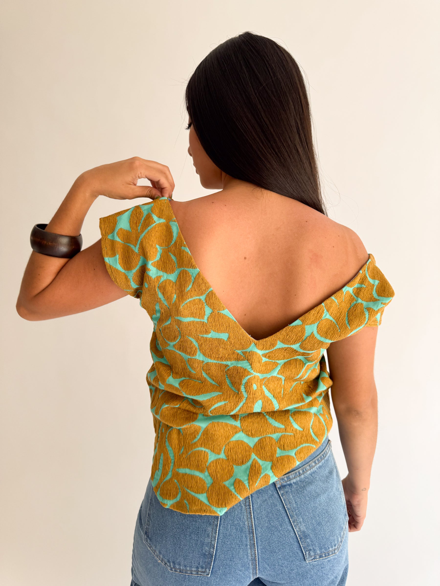 Blusa Jalapa V Menta/Dorado