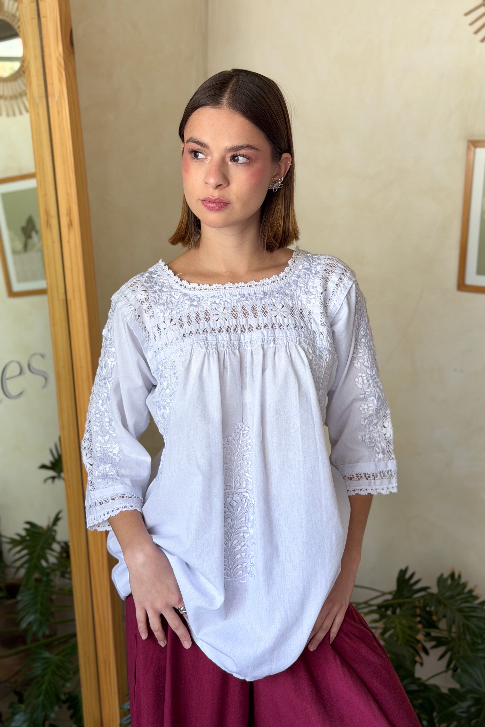 Blusa San Antonino Deshilada Blanca