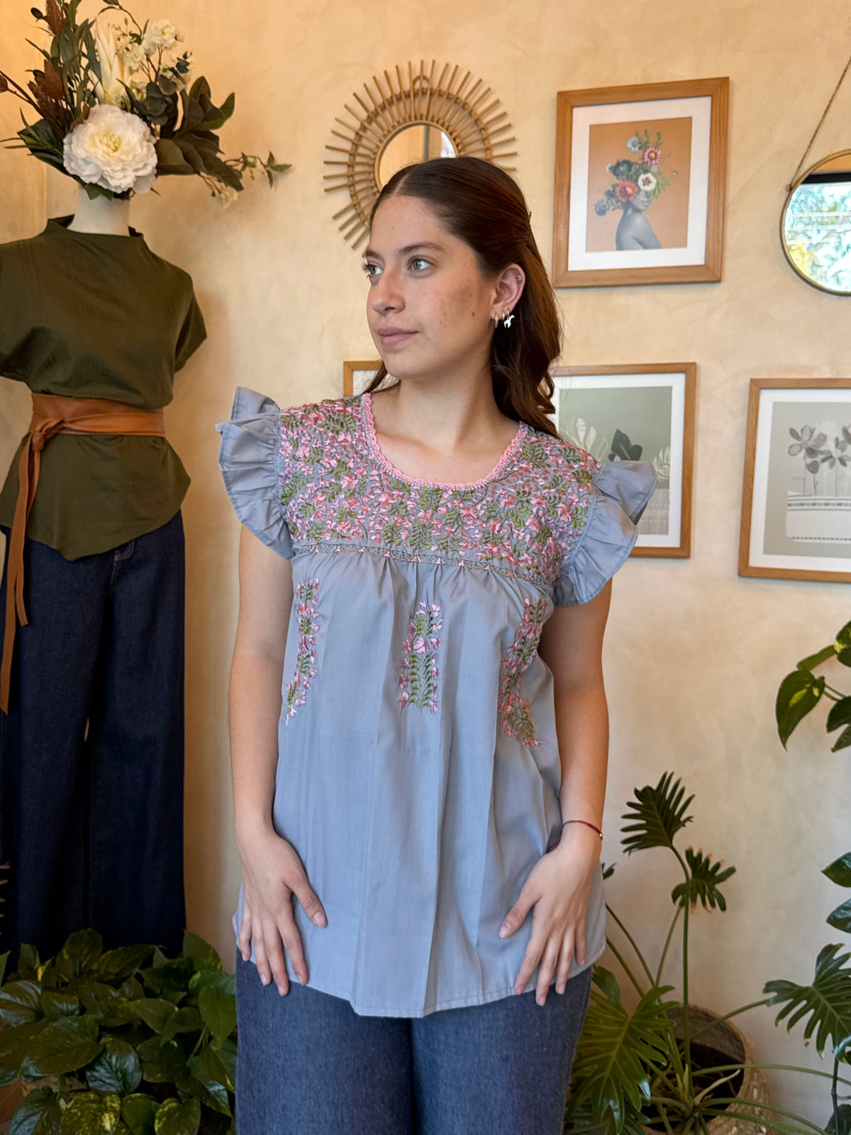 Blusa San Antonino Gris Rosa