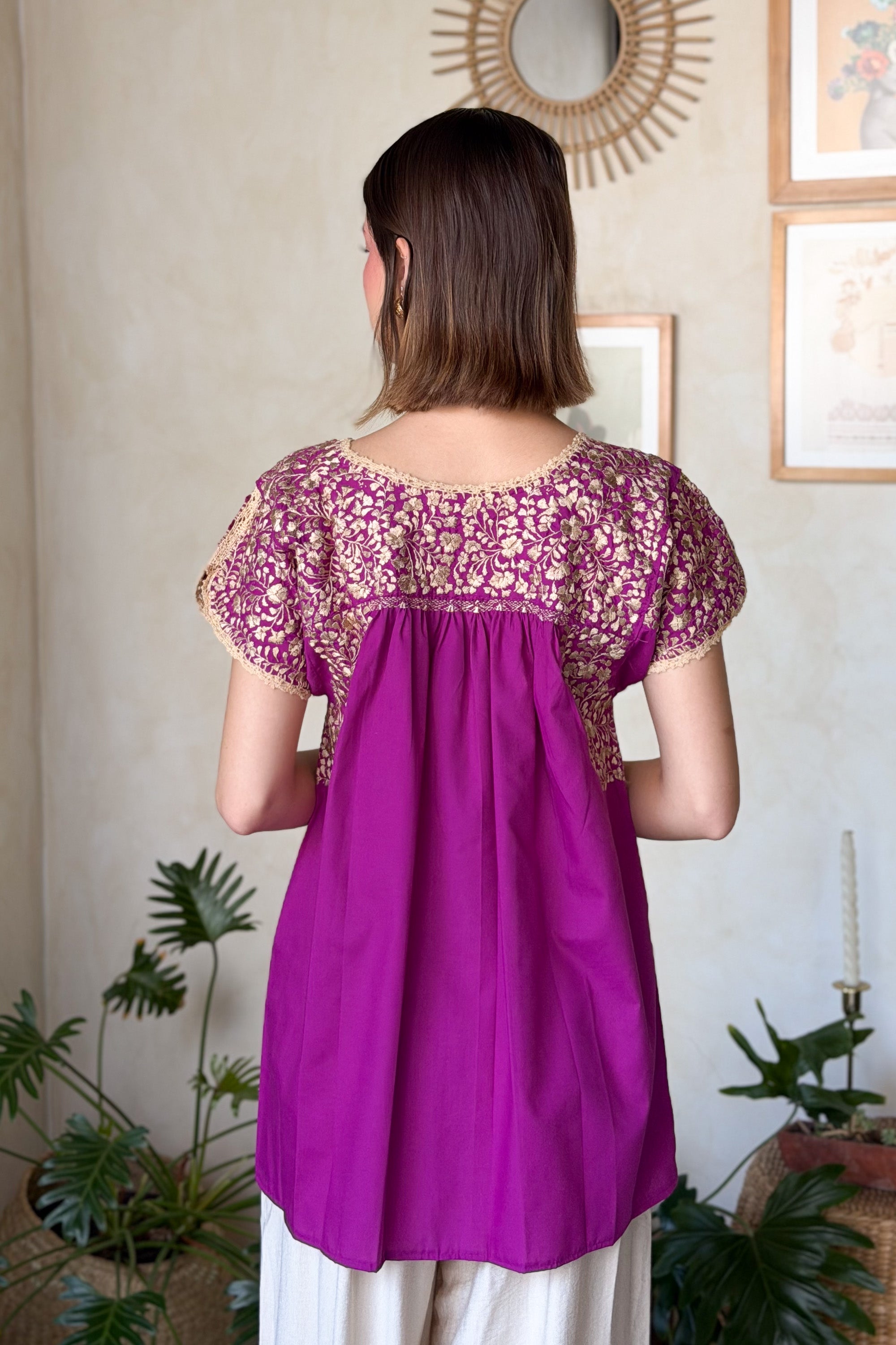 Blusa San Antonino Morado Dorado