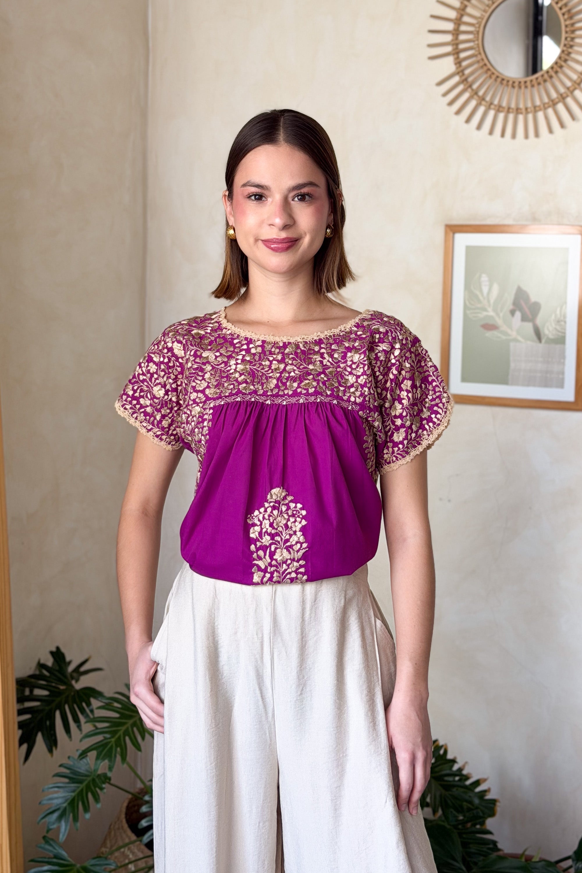 Blusa San Antonino Morado Dorado