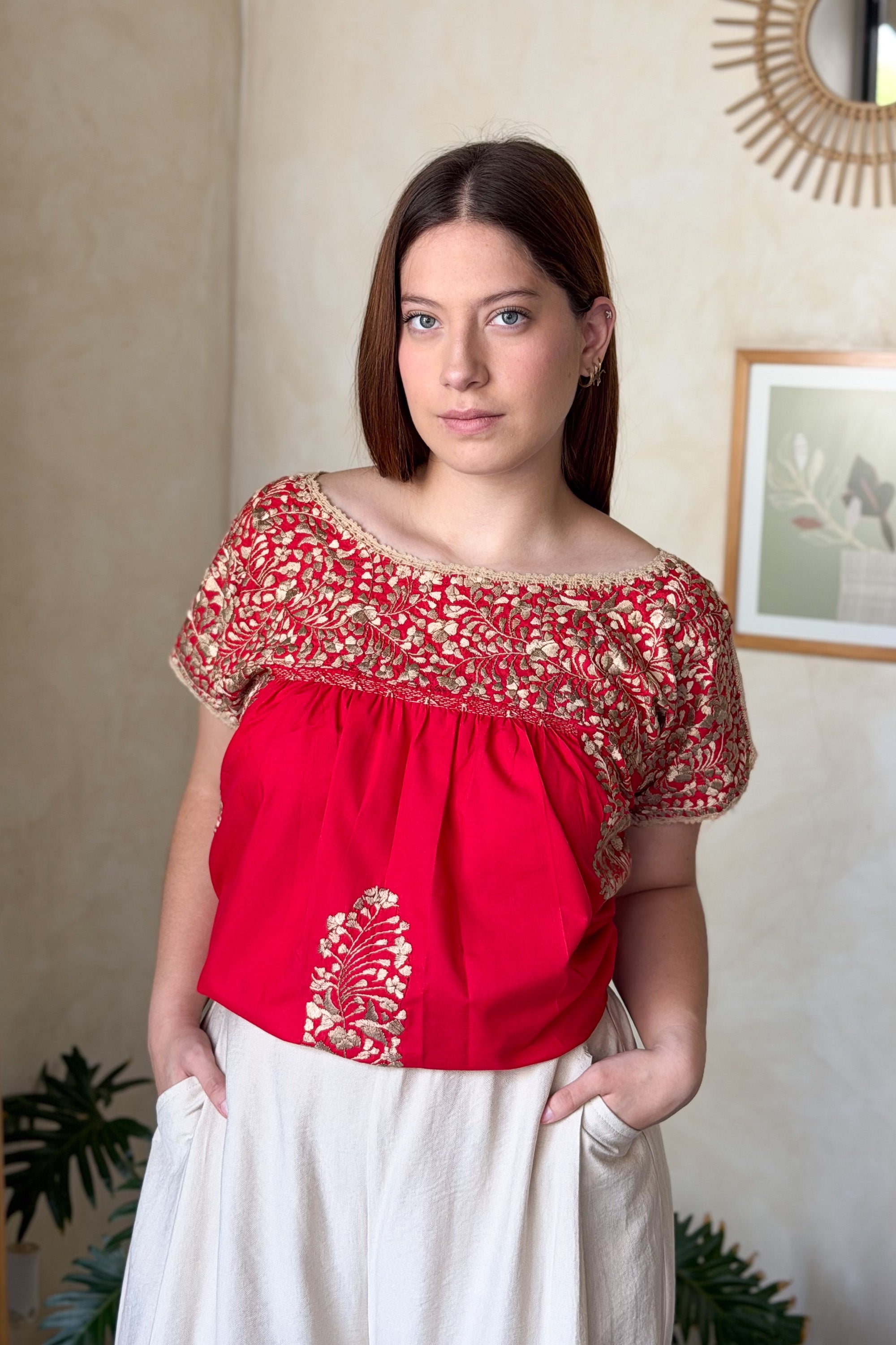 Blusa San Antonino Roja Dorada