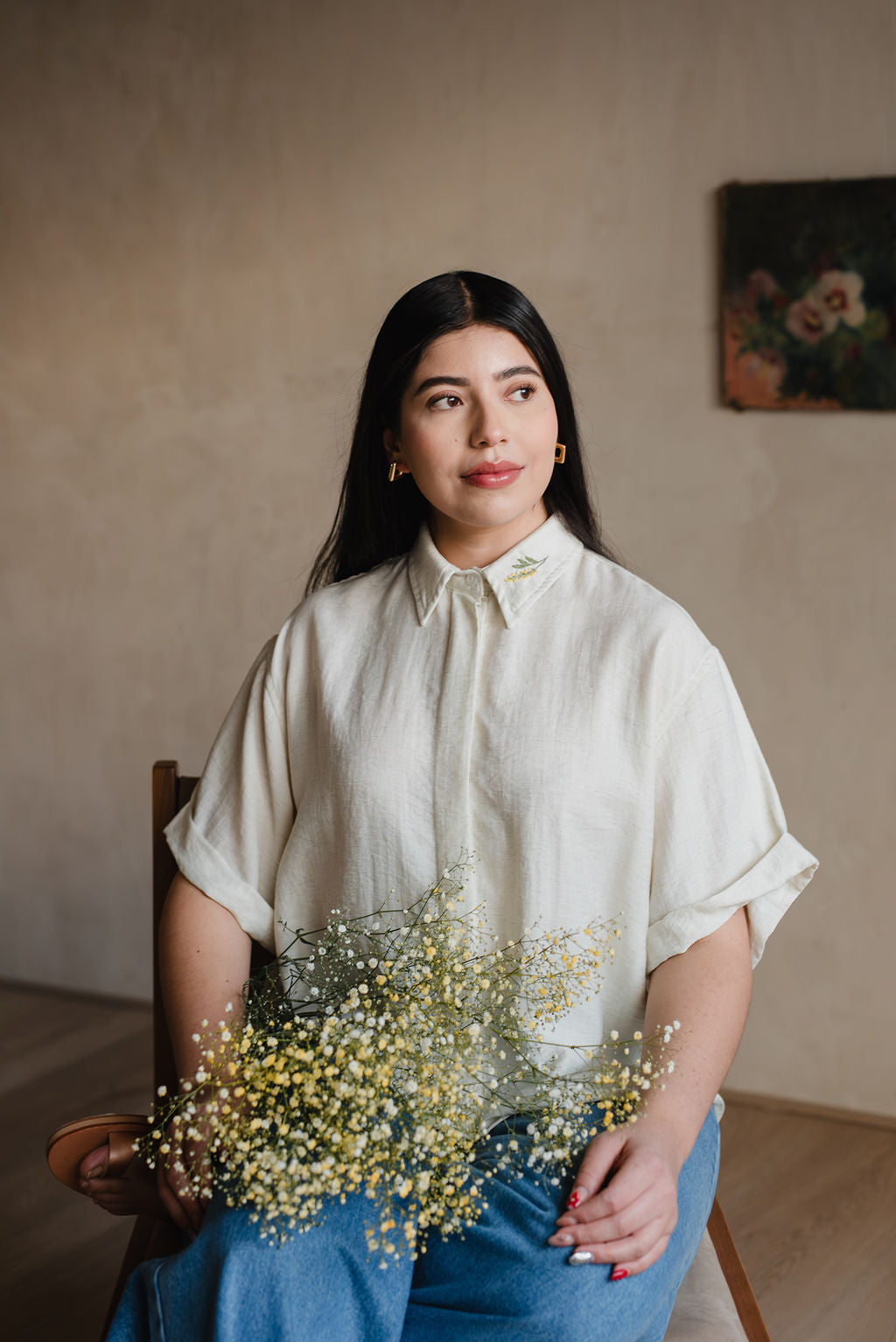 Short-sleeved linen shirt