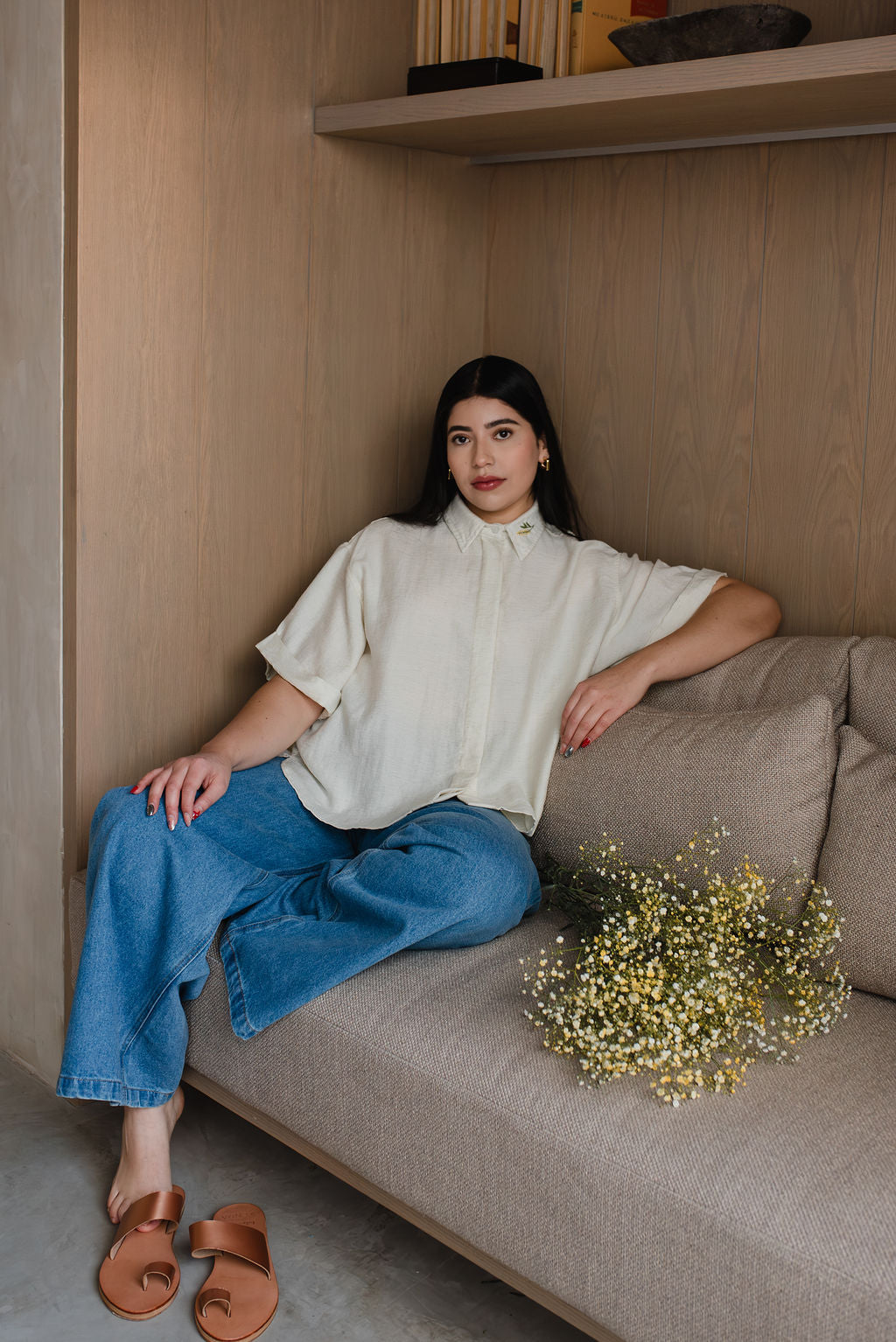 Short-sleeved linen shirt