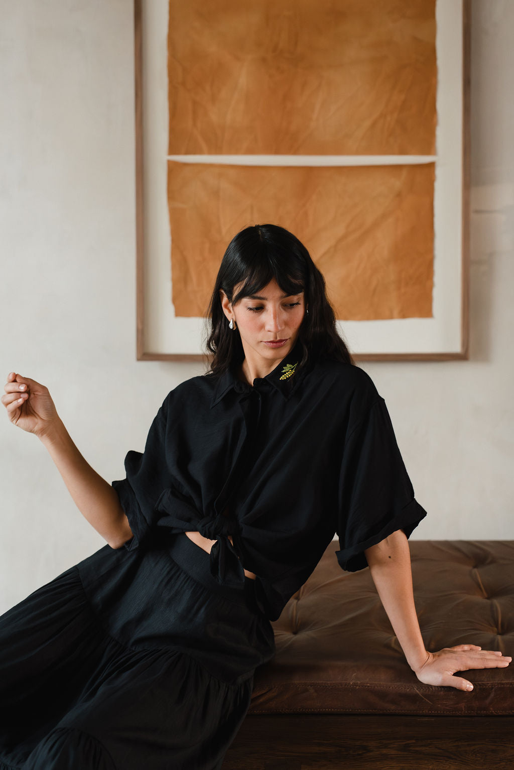 Short-sleeved linen shirt