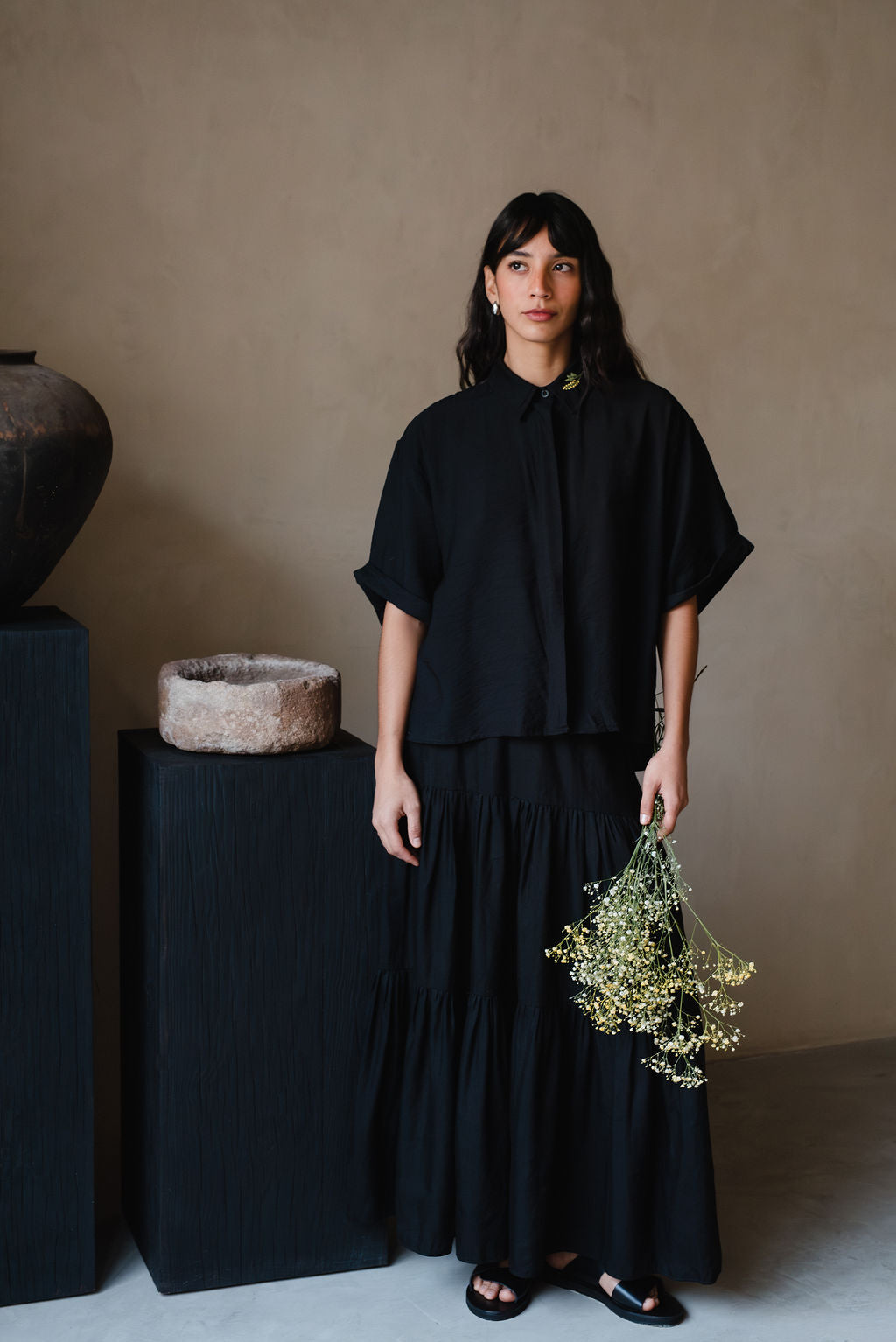 Short-sleeved linen shirt