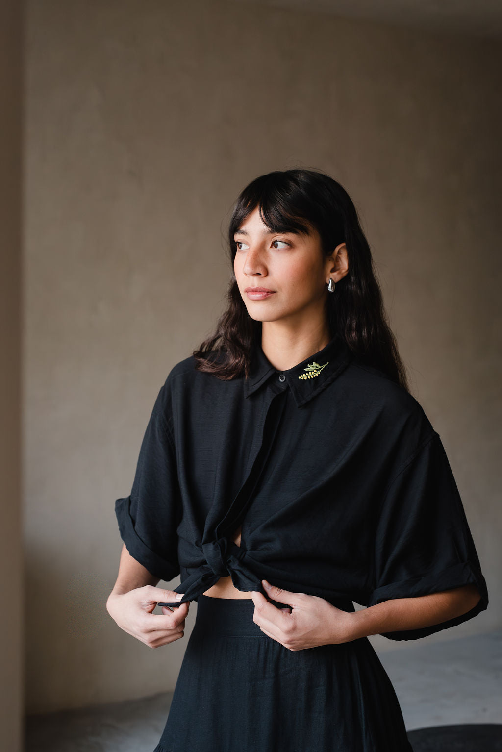 Short-sleeved linen shirt