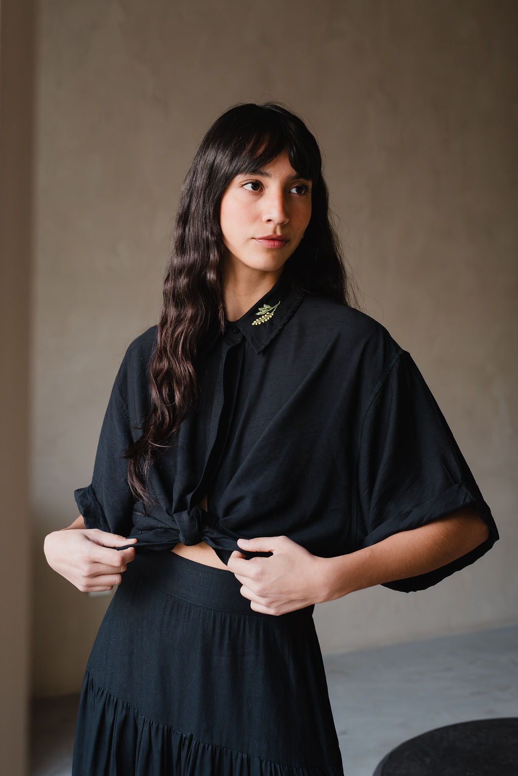 Short-sleeved linen shirt