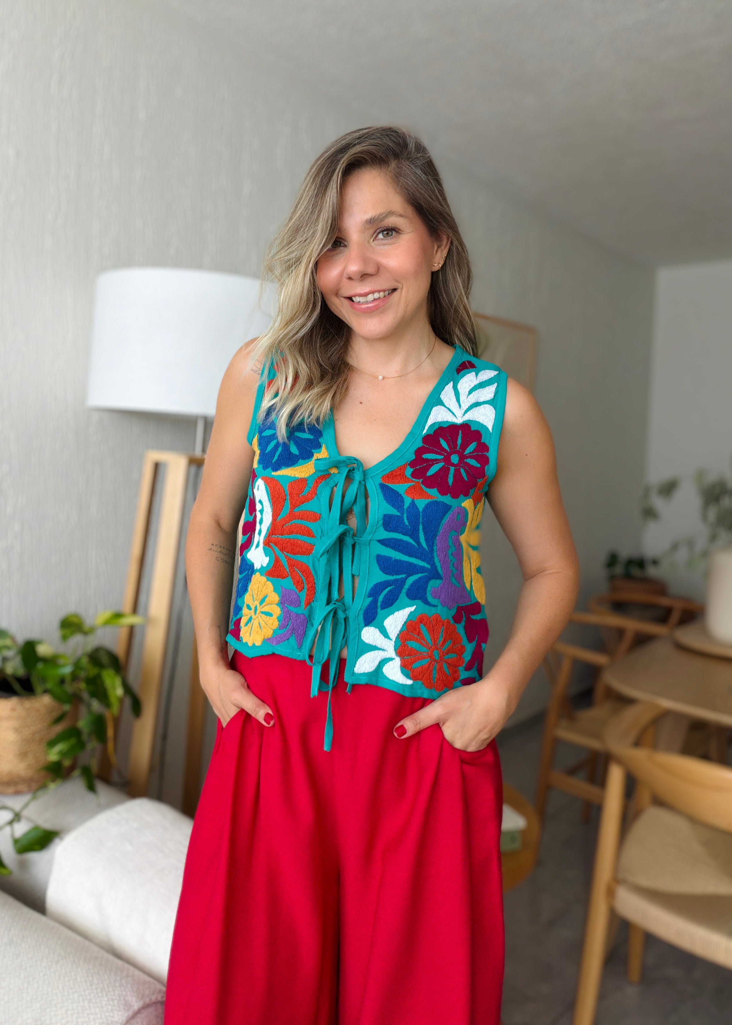 Jalapa V Blue/Burgundy Blouse