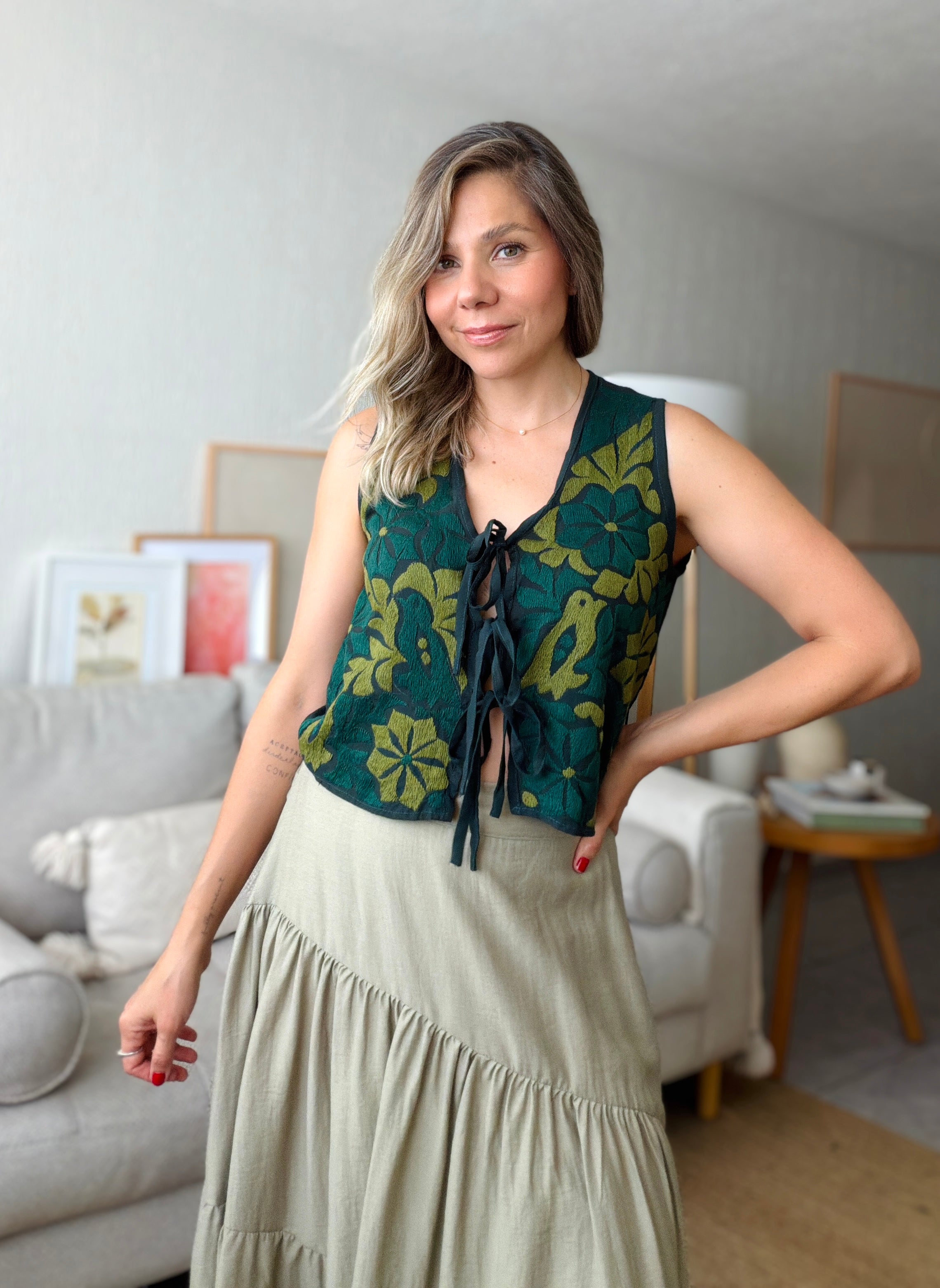 Jalapa V Blue/Burgundy Blouse