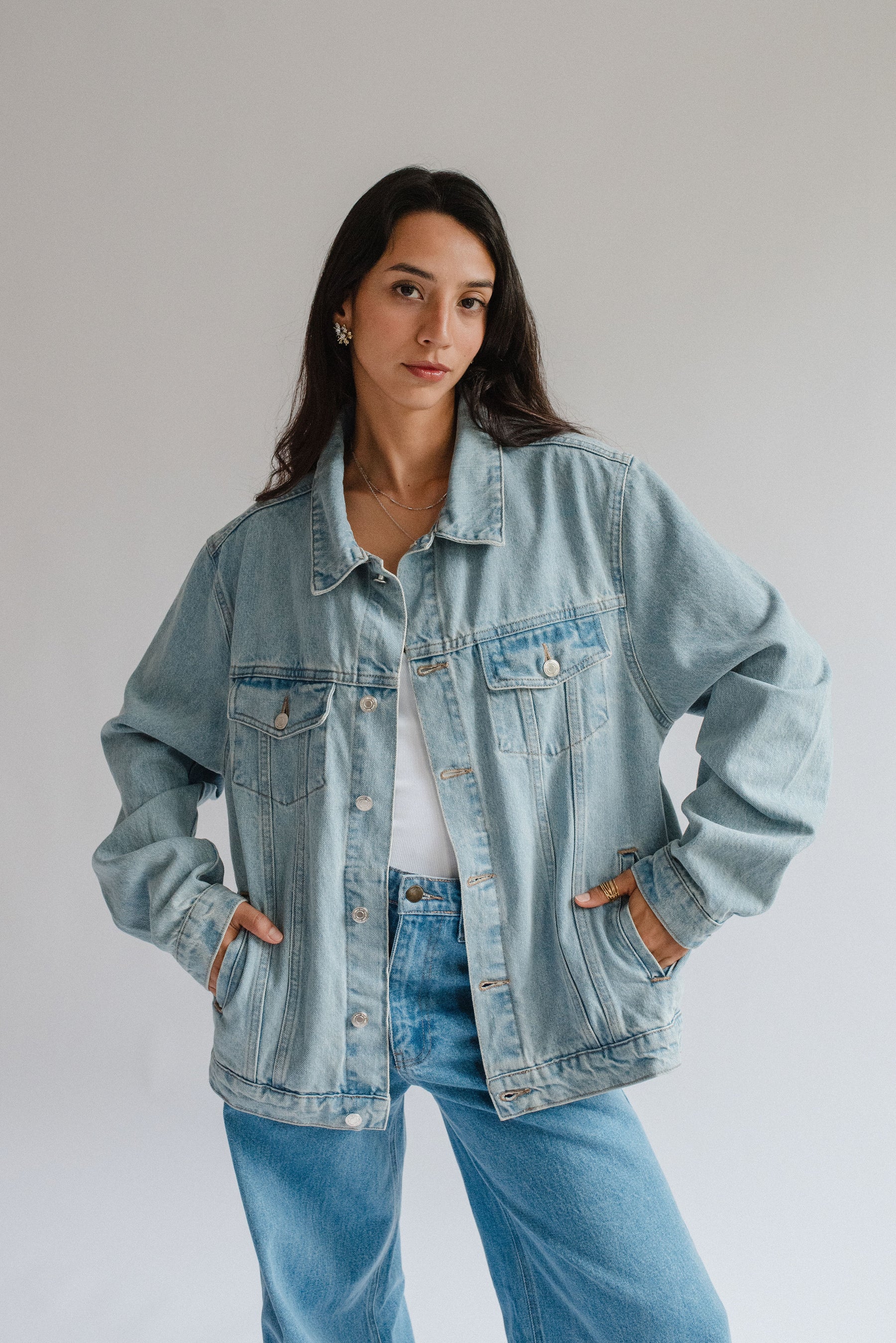 Chamarra Oversize Mezclilla Azul Claro