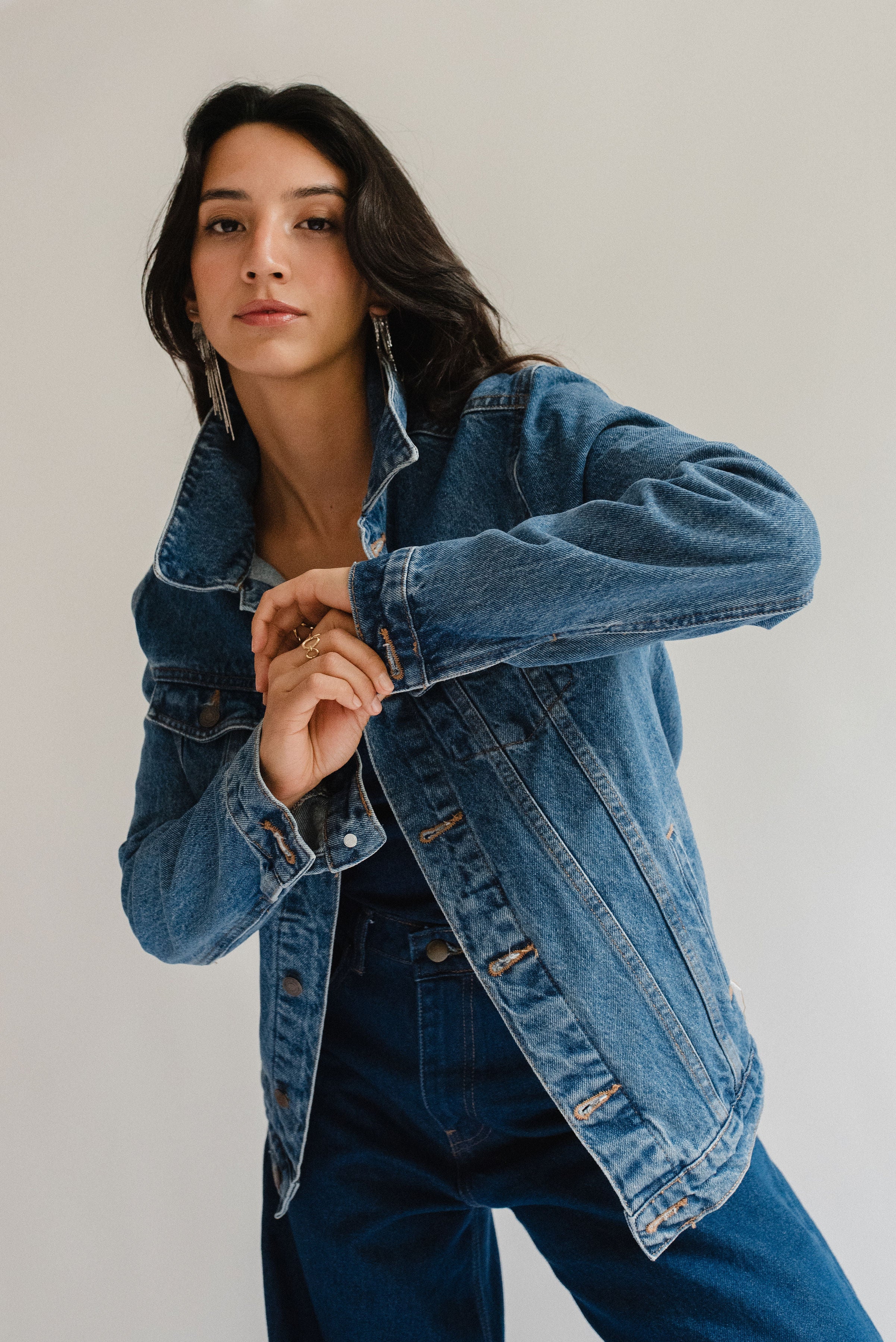 Chamarra Oversize Mezclilla Azul Oscura