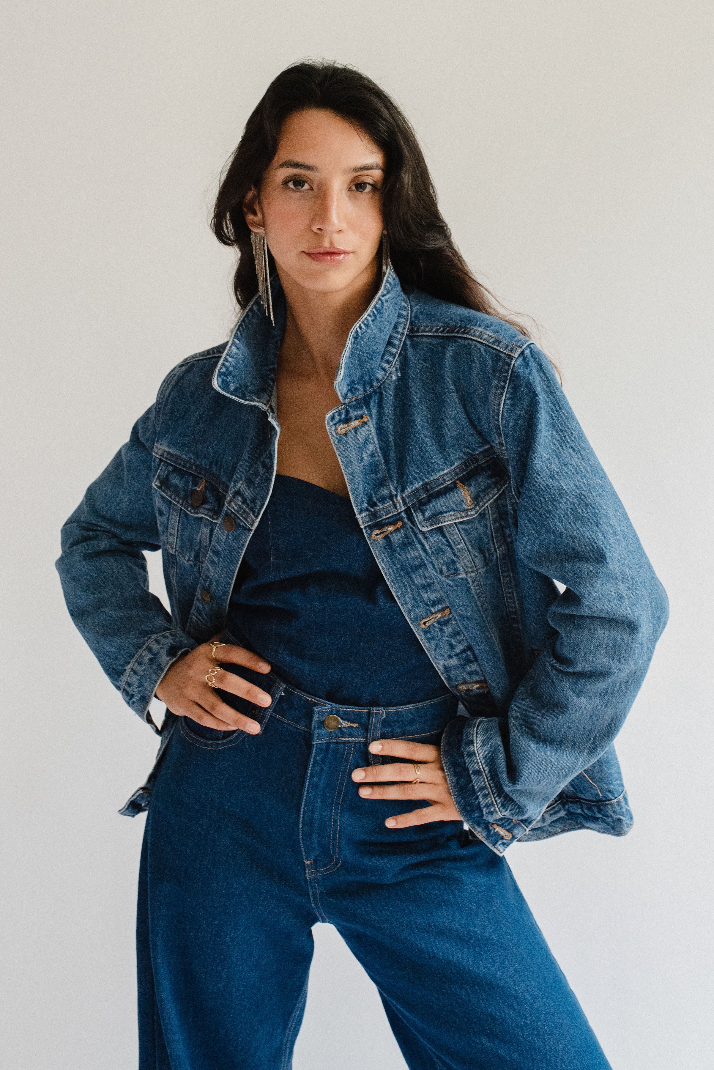 Chamarra Oversize Mezclilla Azul Oscura