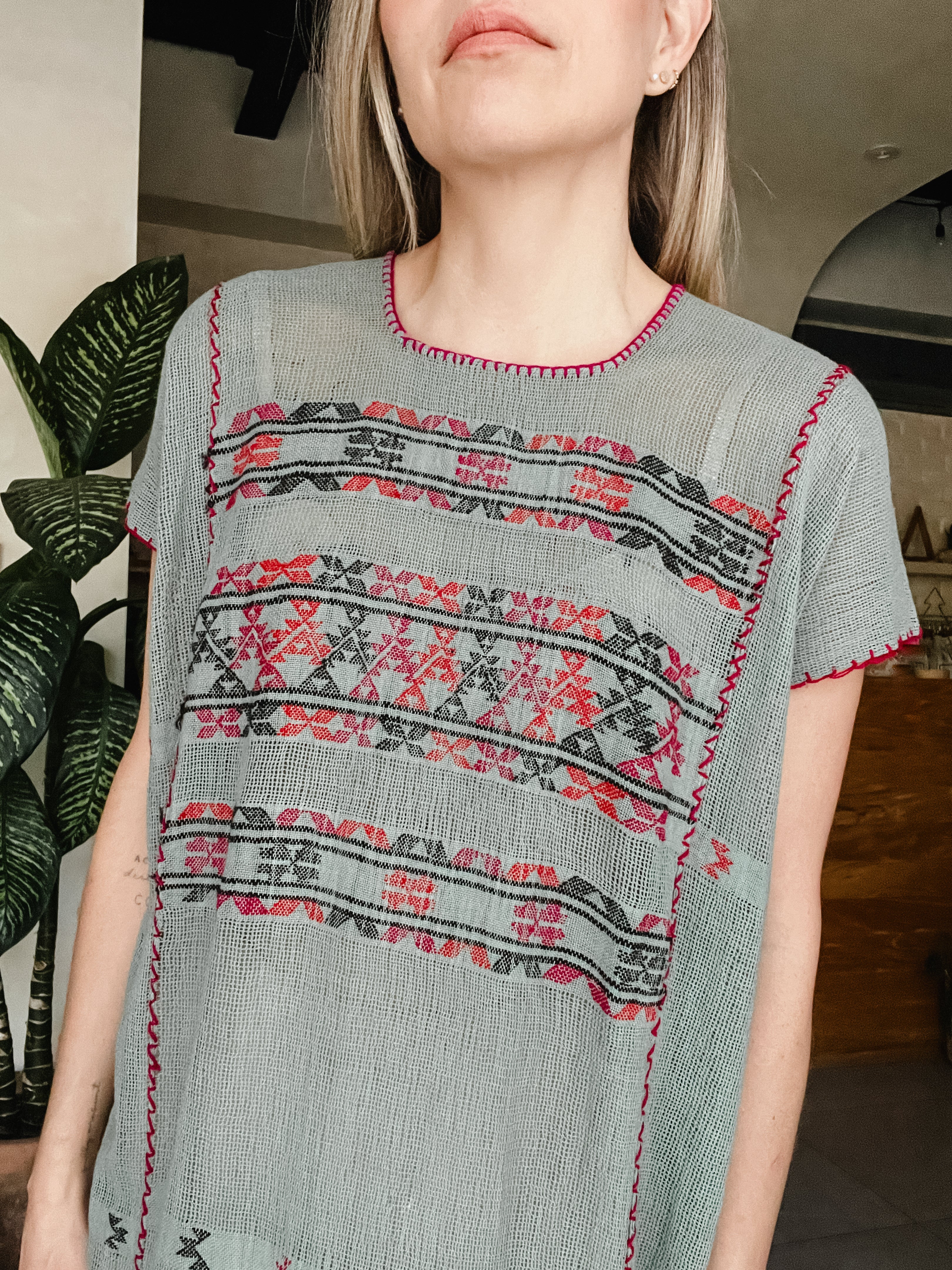 Huipil San Pedro azul verdoso Multicolor