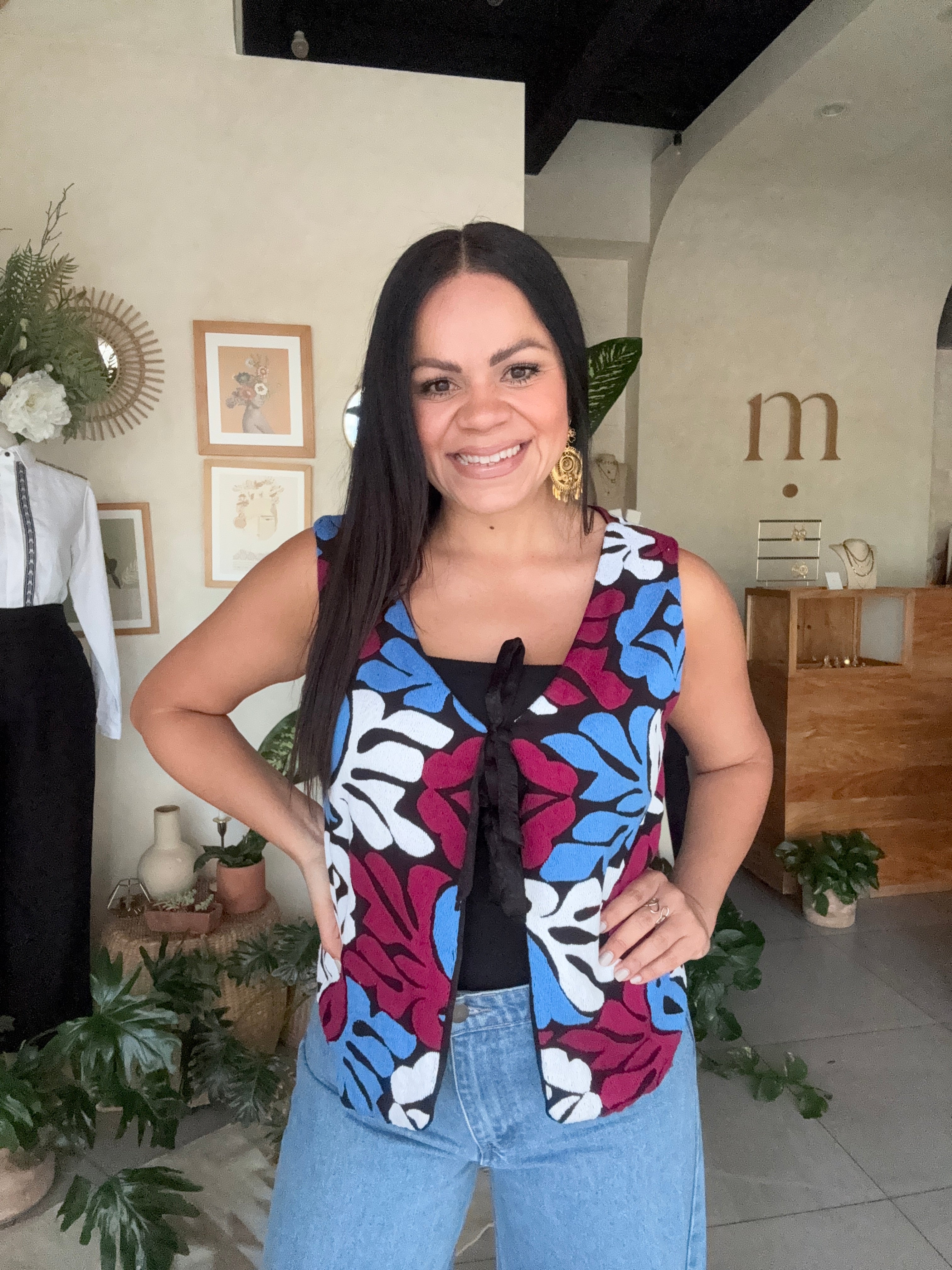 Jalapa V Blue/Burgundy Blouse