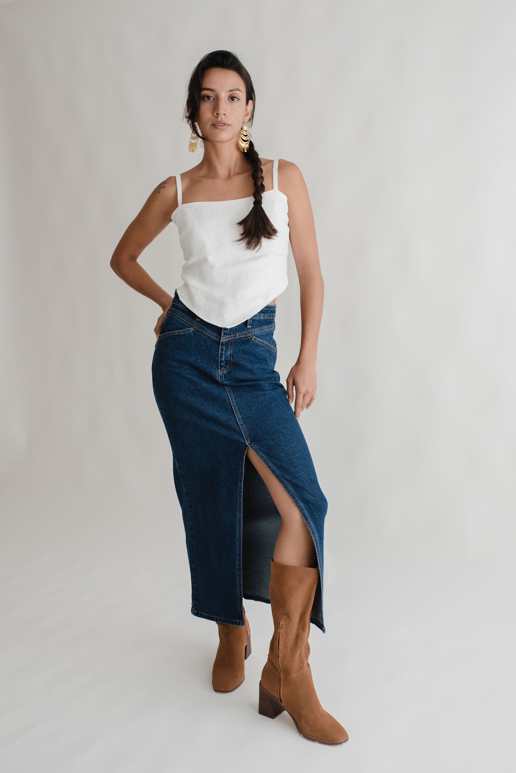 Denim Midi Skirt