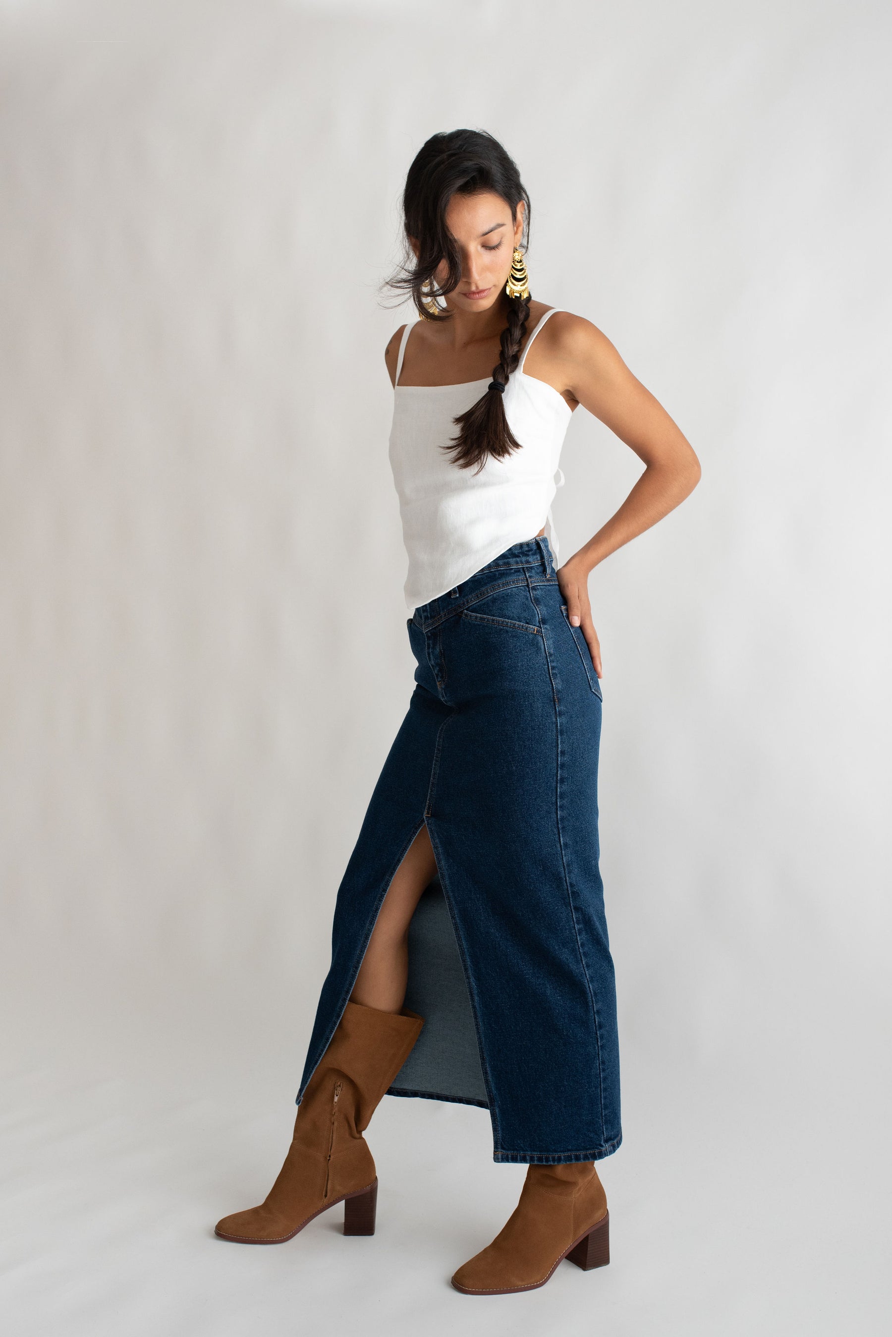 Denim Midi Skirt