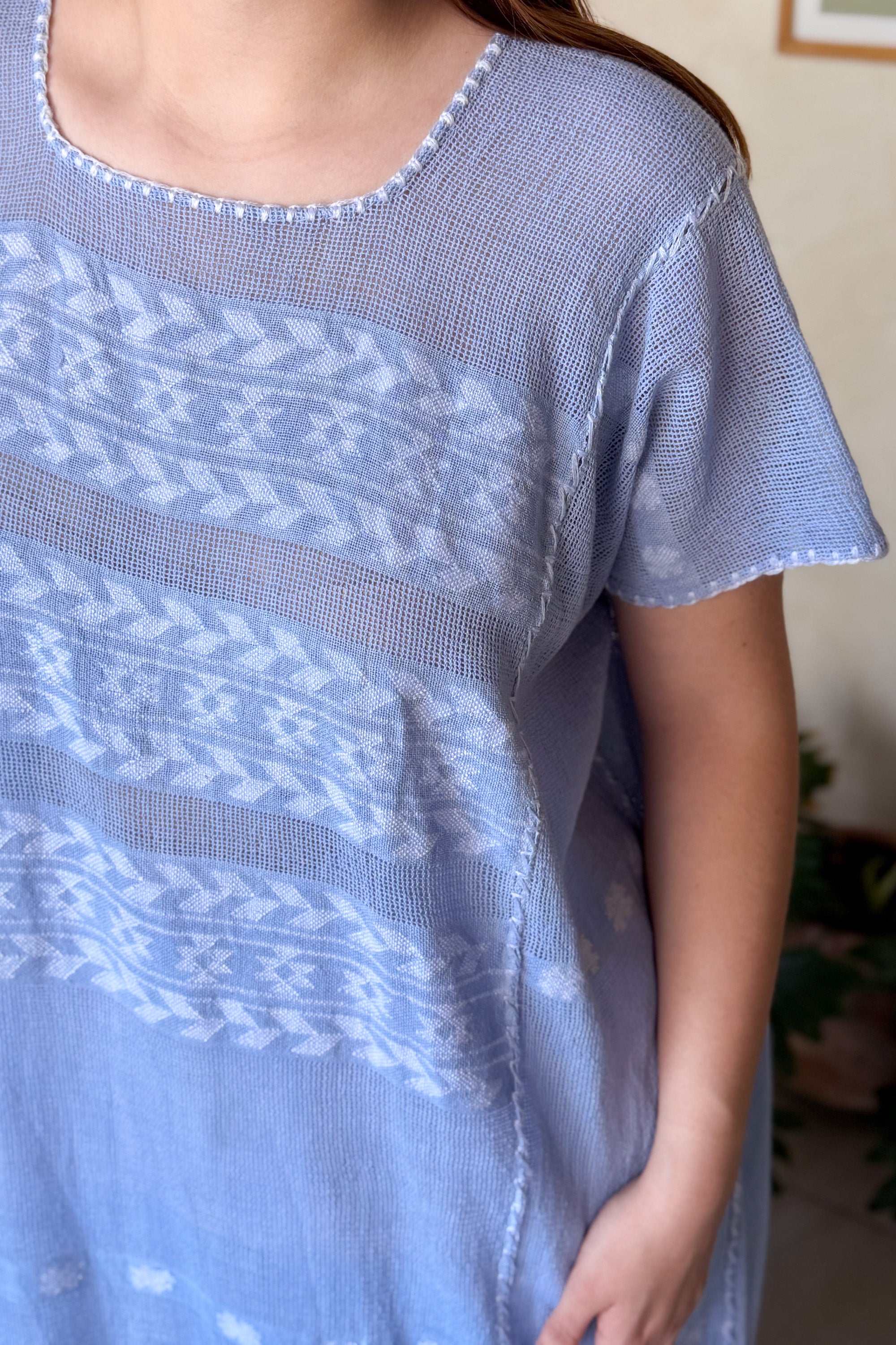 Huipil San Pedro Azul Blanco