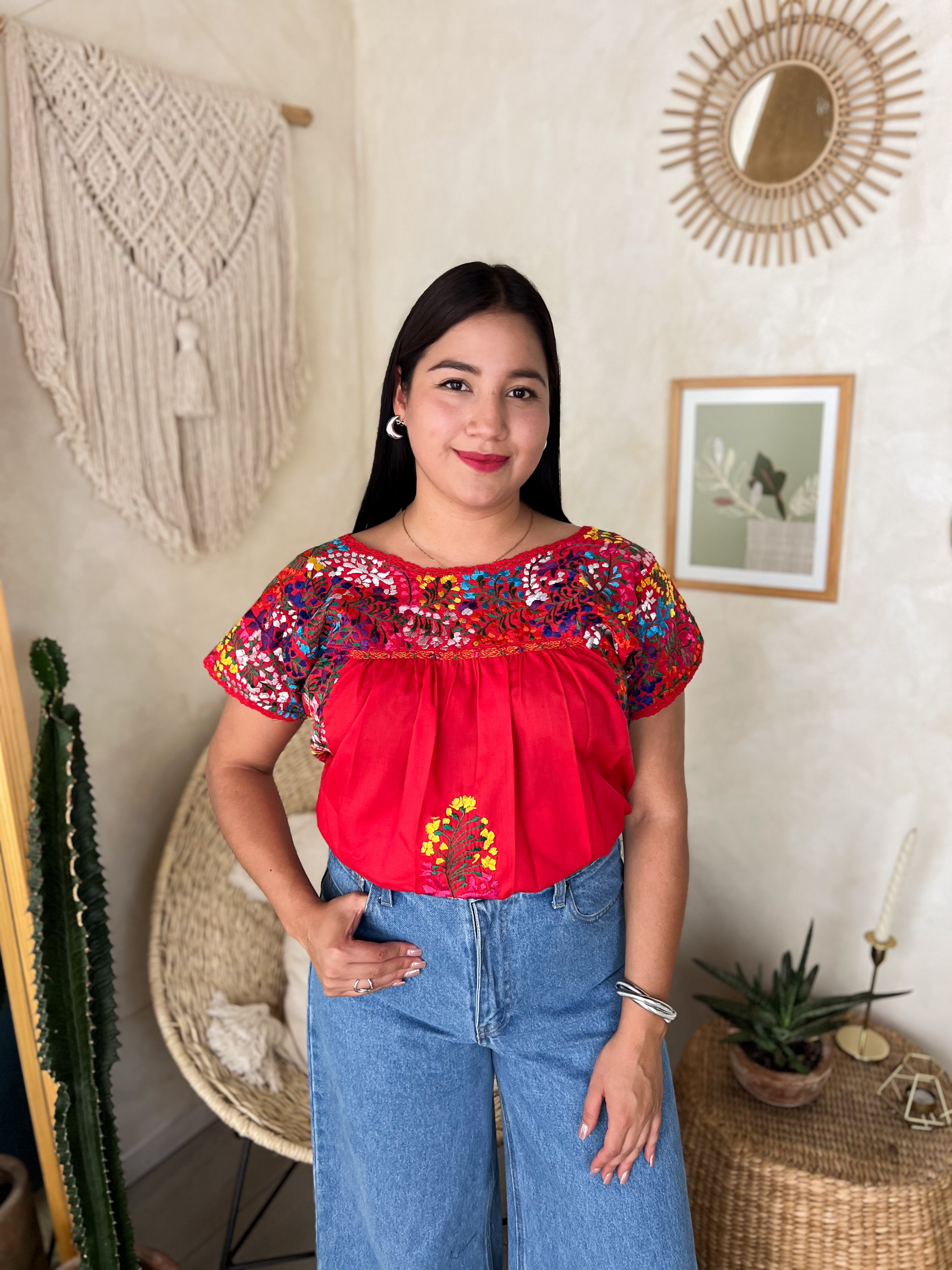 San Antonino Red/Multicolor Blouse