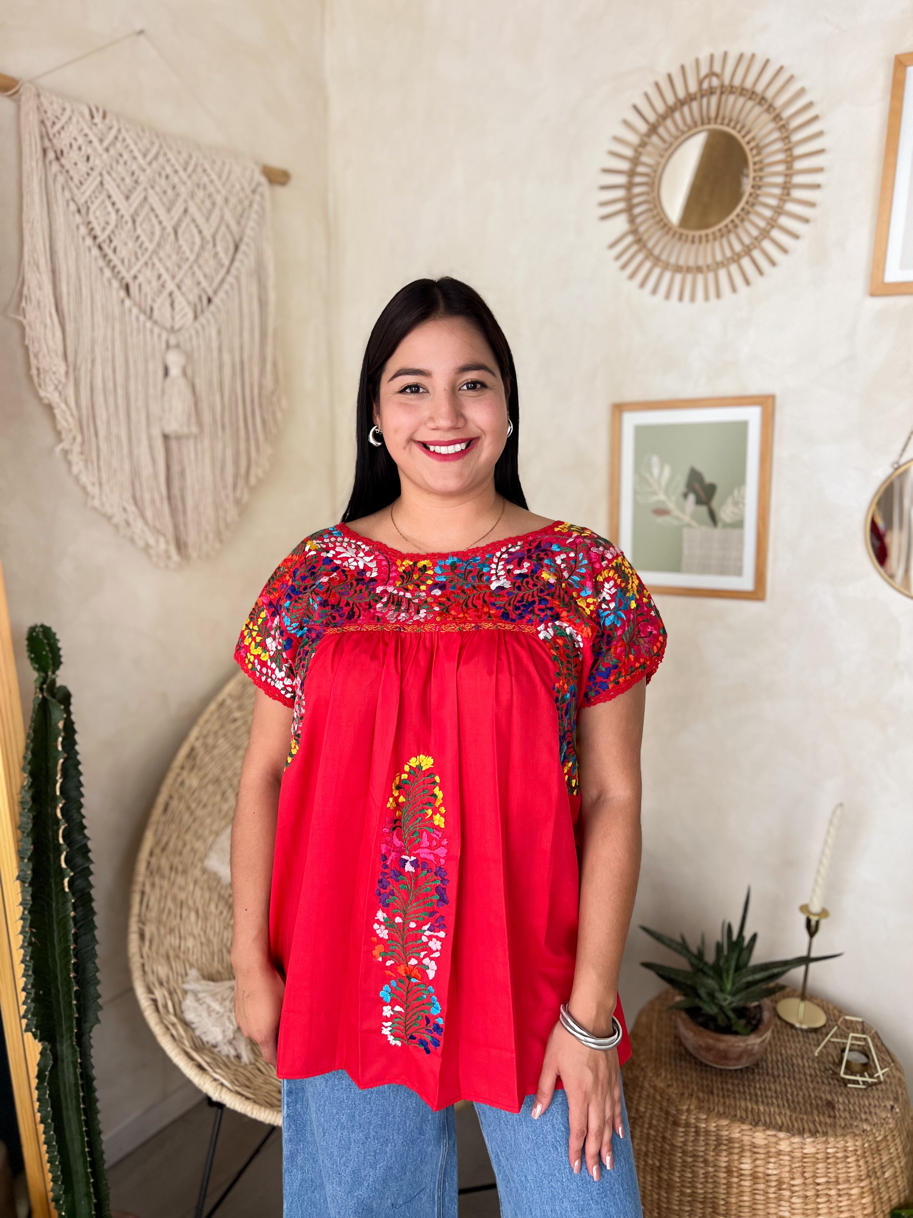San Antonino Red/Multicolor Blouse