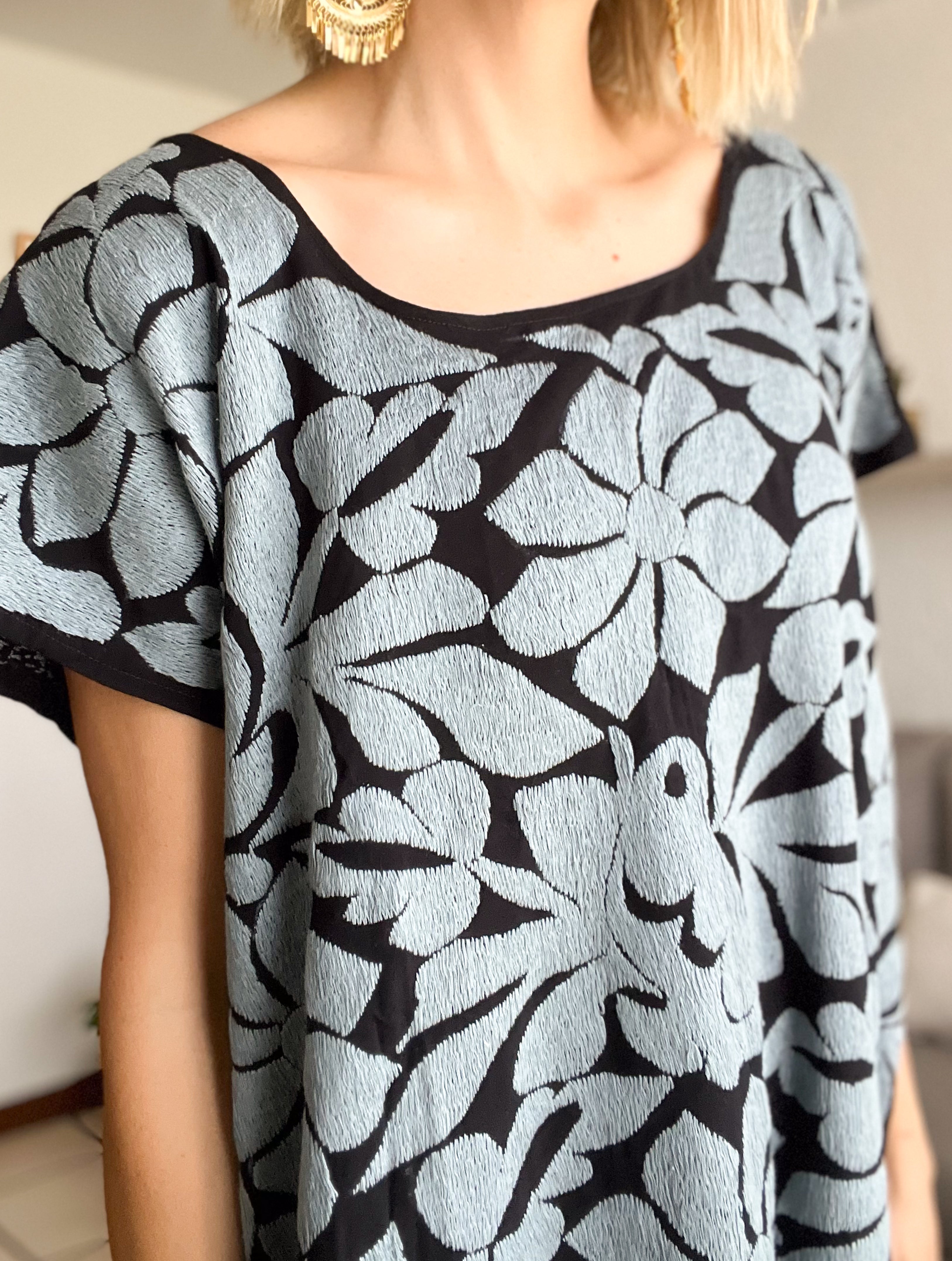 Huipil Jalapa Negro/Gris