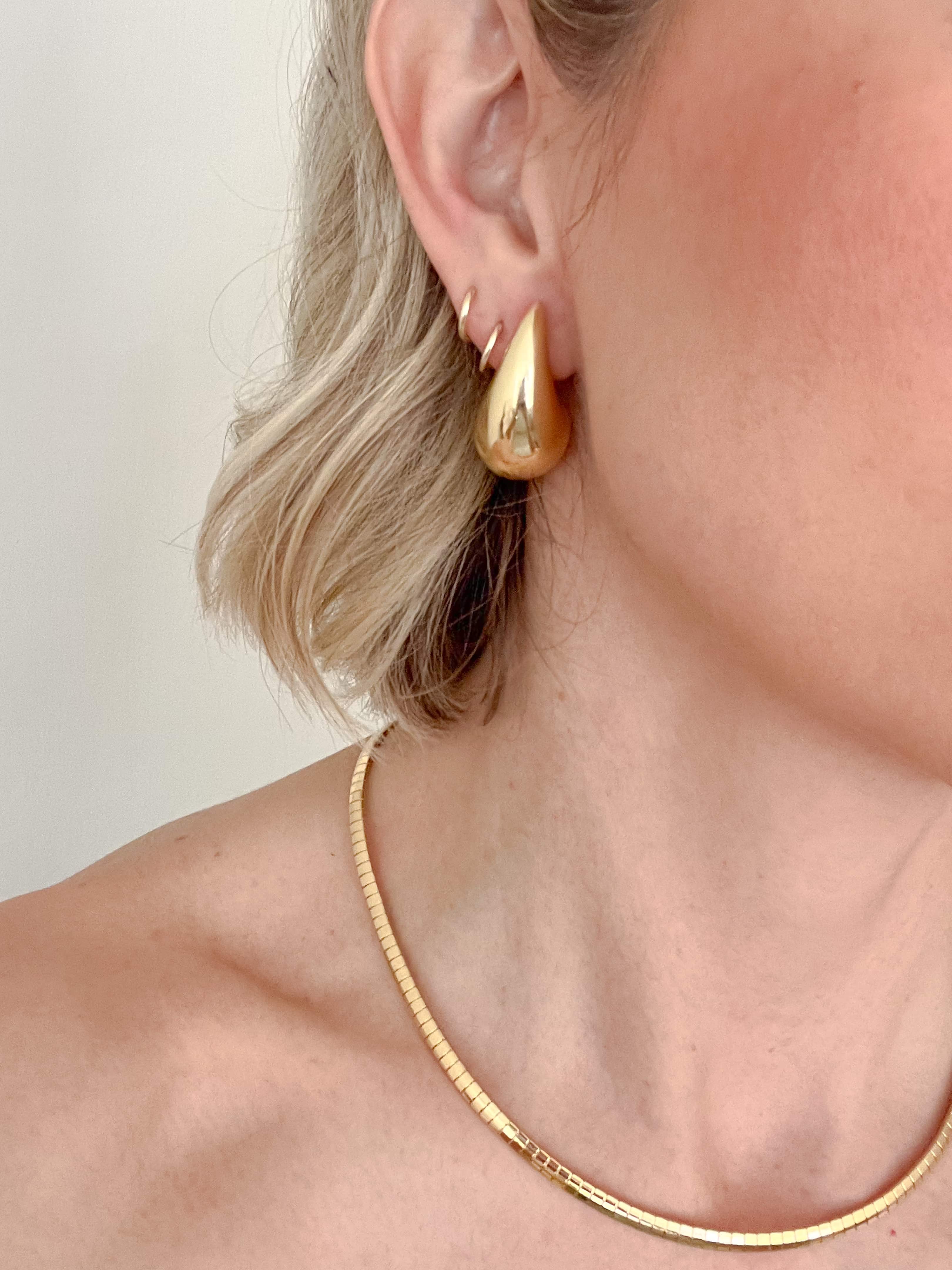 Gold Puff Drop Earrings J31