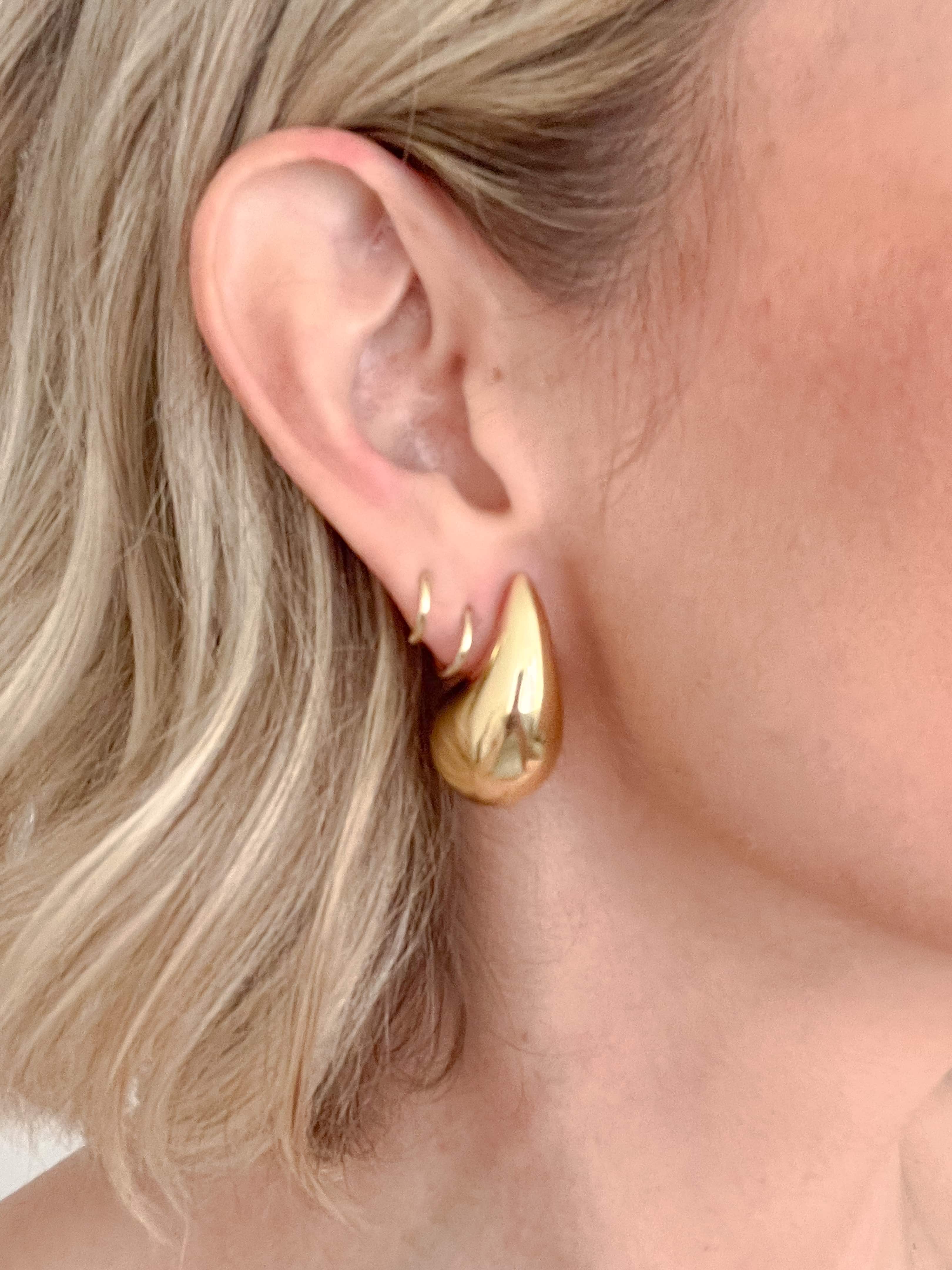 Gold Puff Drop Earrings J31