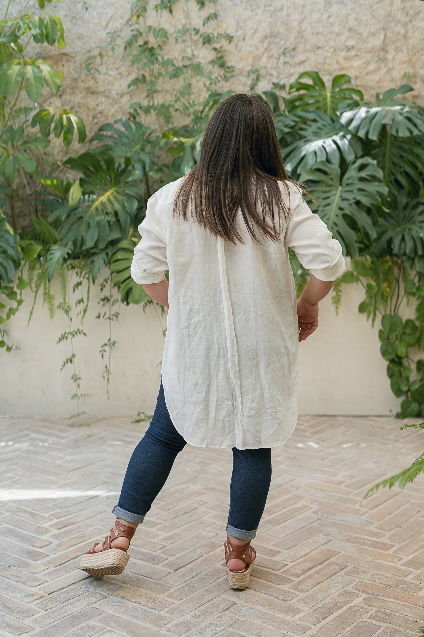 Vestido Camisero de Lino Marfil