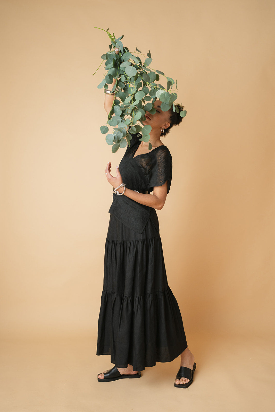 Falda Auténtica de Lino Negra Falda Auténtica de Lino Negra