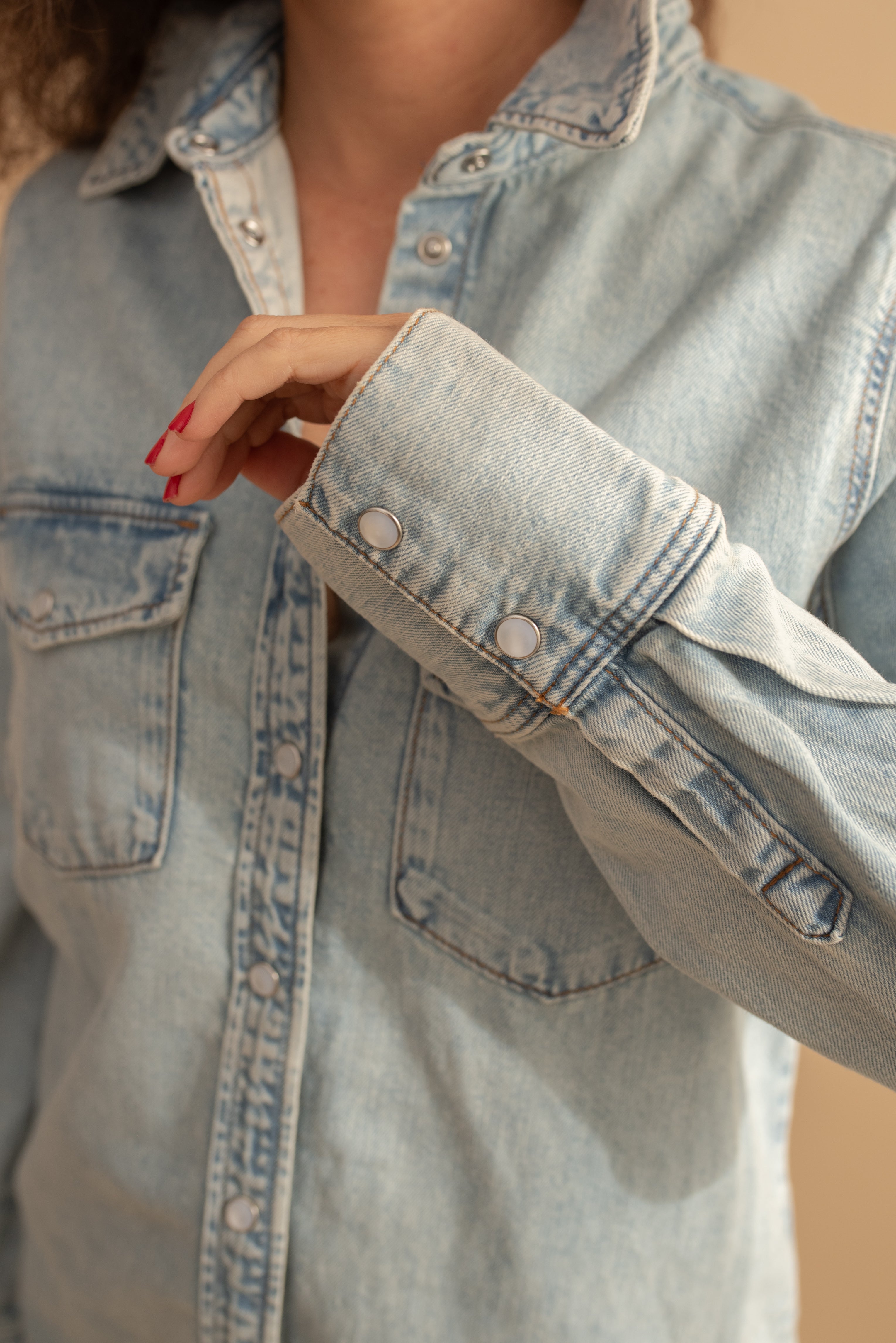 Denim Shirt with Embroidered Map