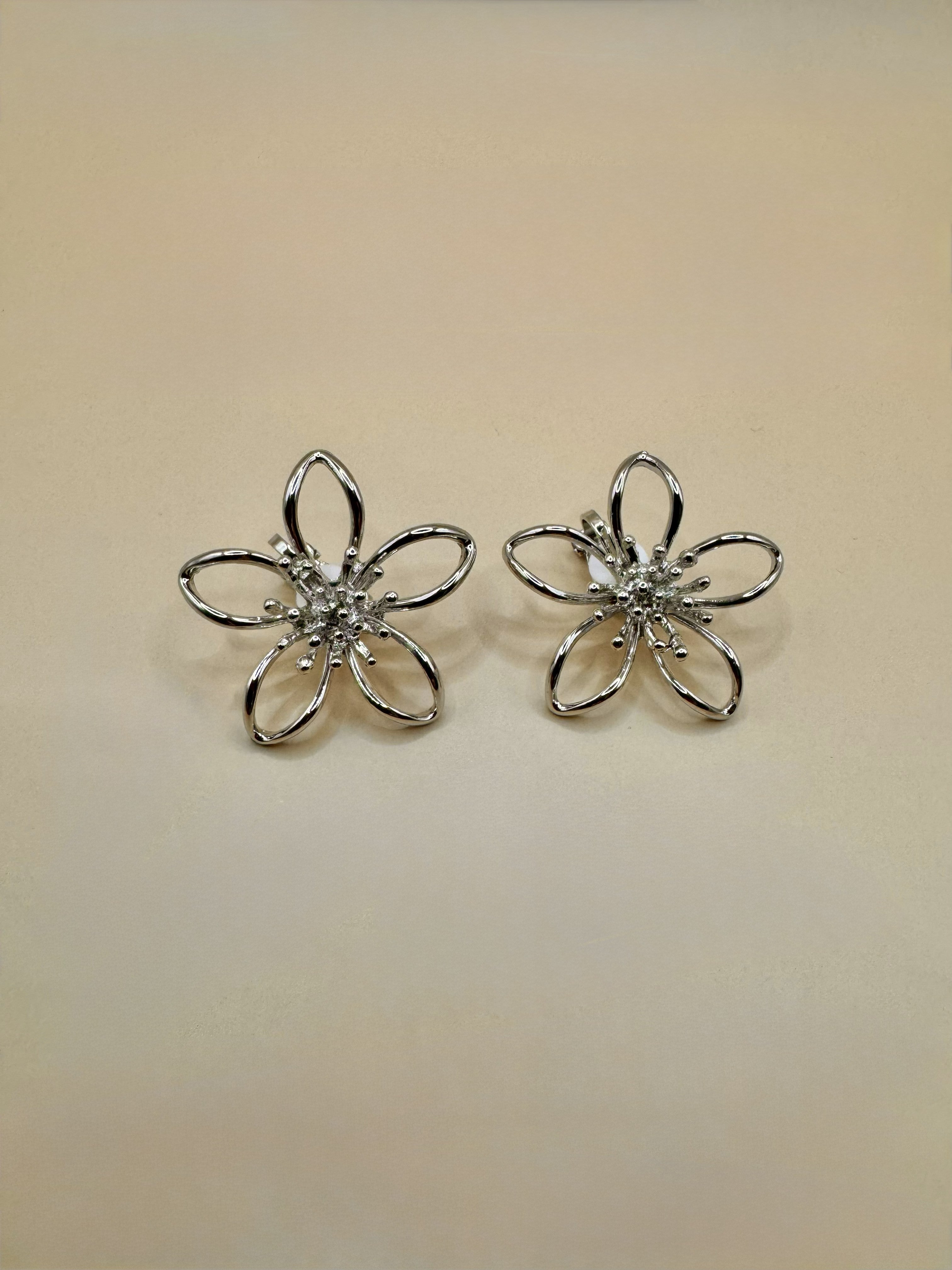Aretes de Broche Flor Plateados N46