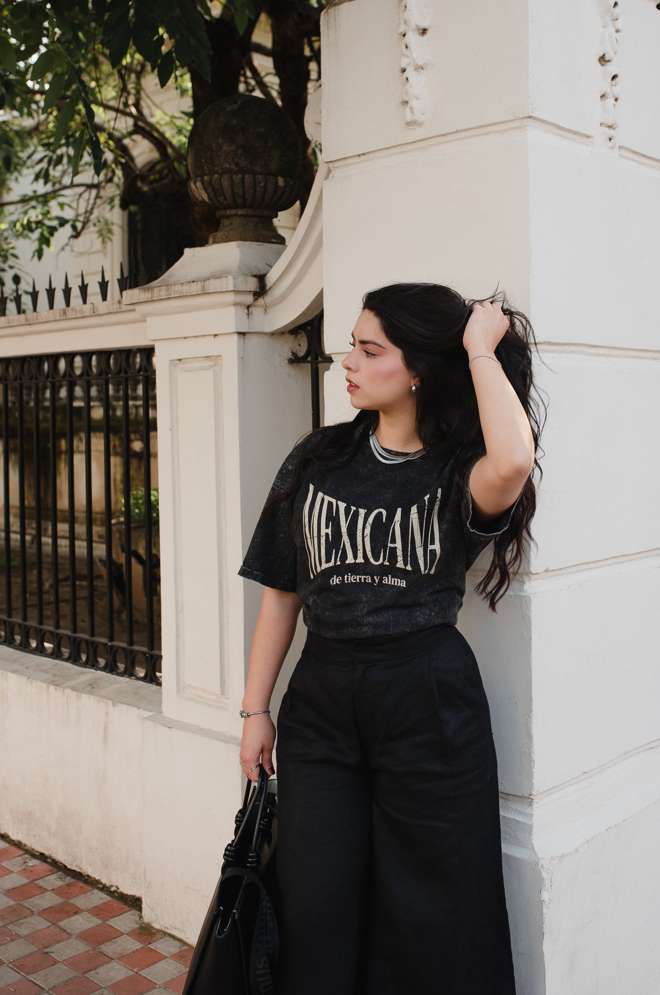 Playera Mexicana De Tierra Y Alma Negra Acid Wash Oversized