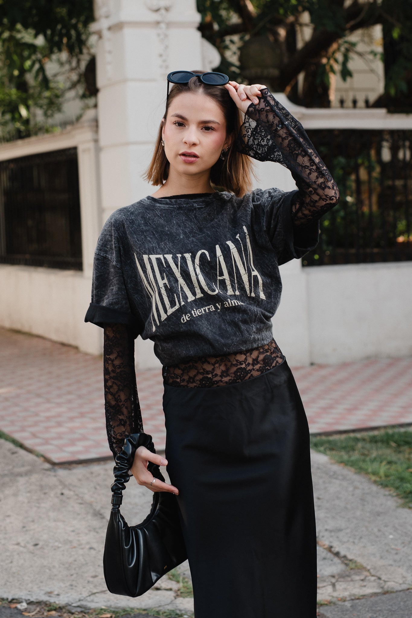 Playera Mexicana De Tierra Y Alma Negra Acid Wash Oversized