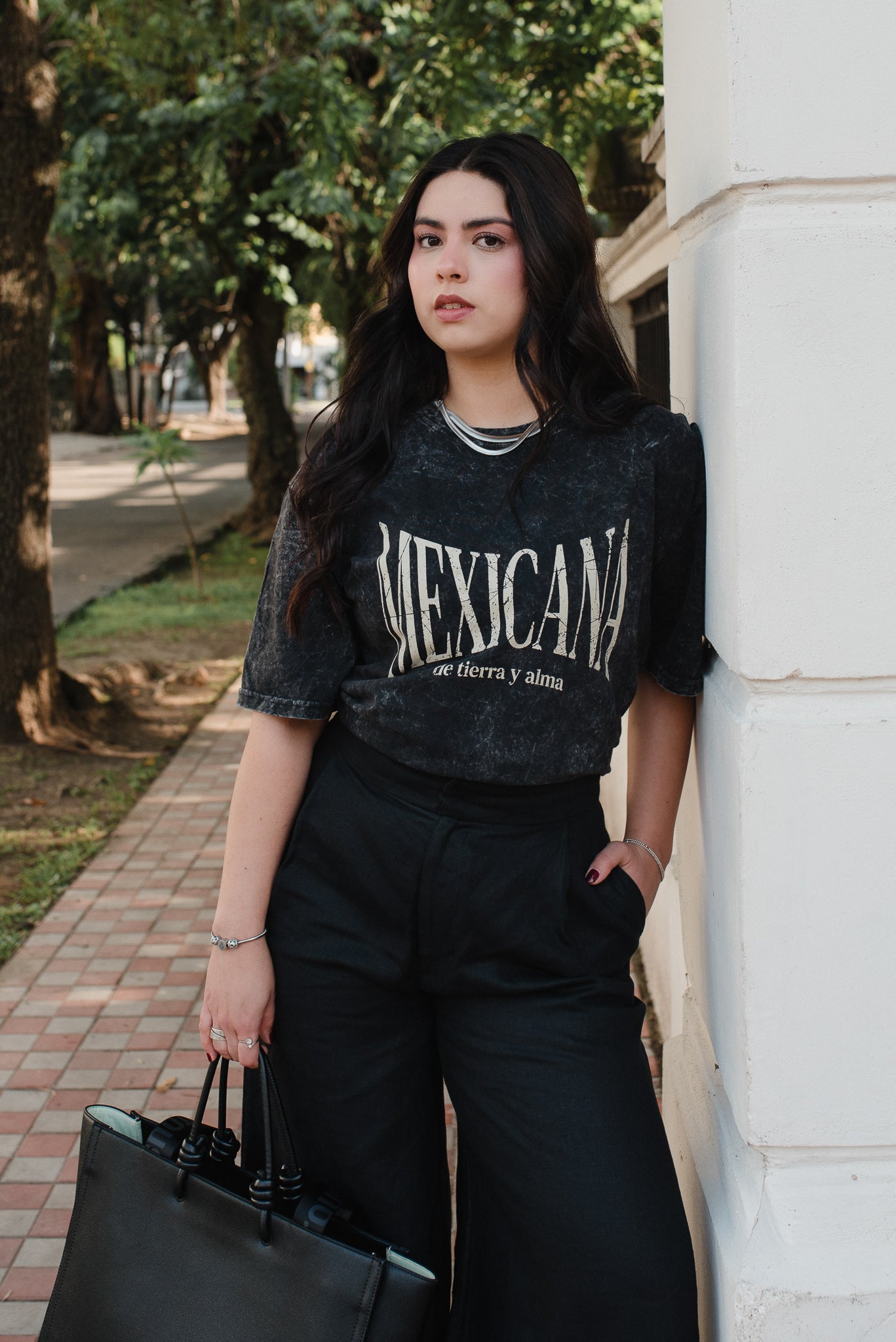 Playera Mexicana De Tierra Y Alma Negra Acid Wash Oversized