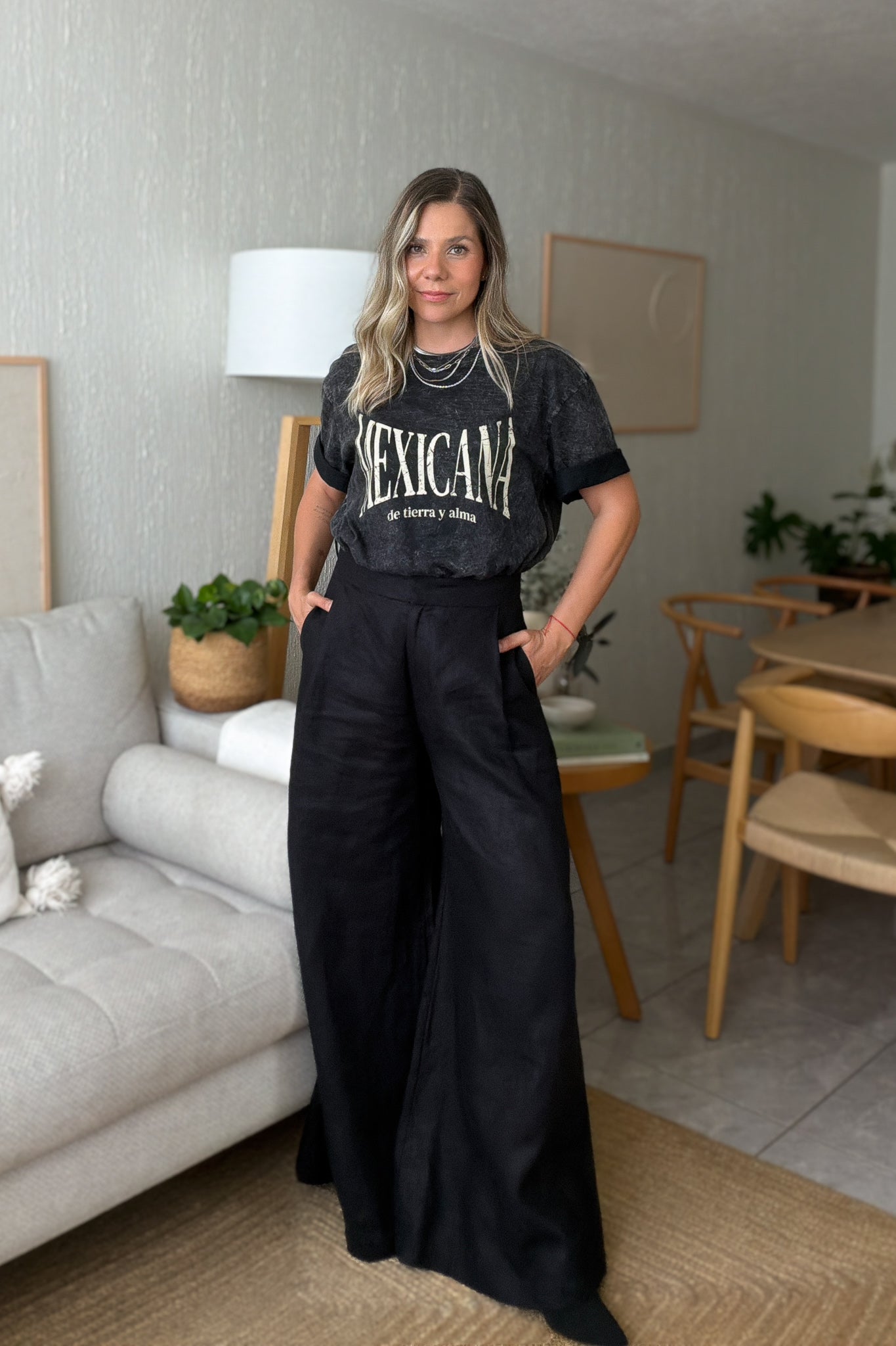 Playera Mexicana De Tierra Y Alma Negra Acid Wash Oversized
