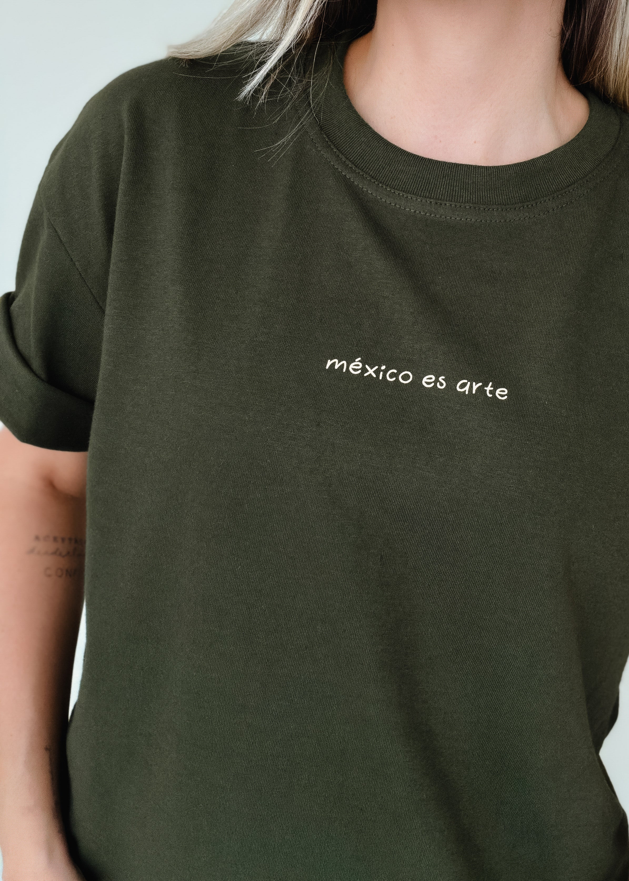 Playera México es Arte Verde Militar Oversized (Algodón 200grs)