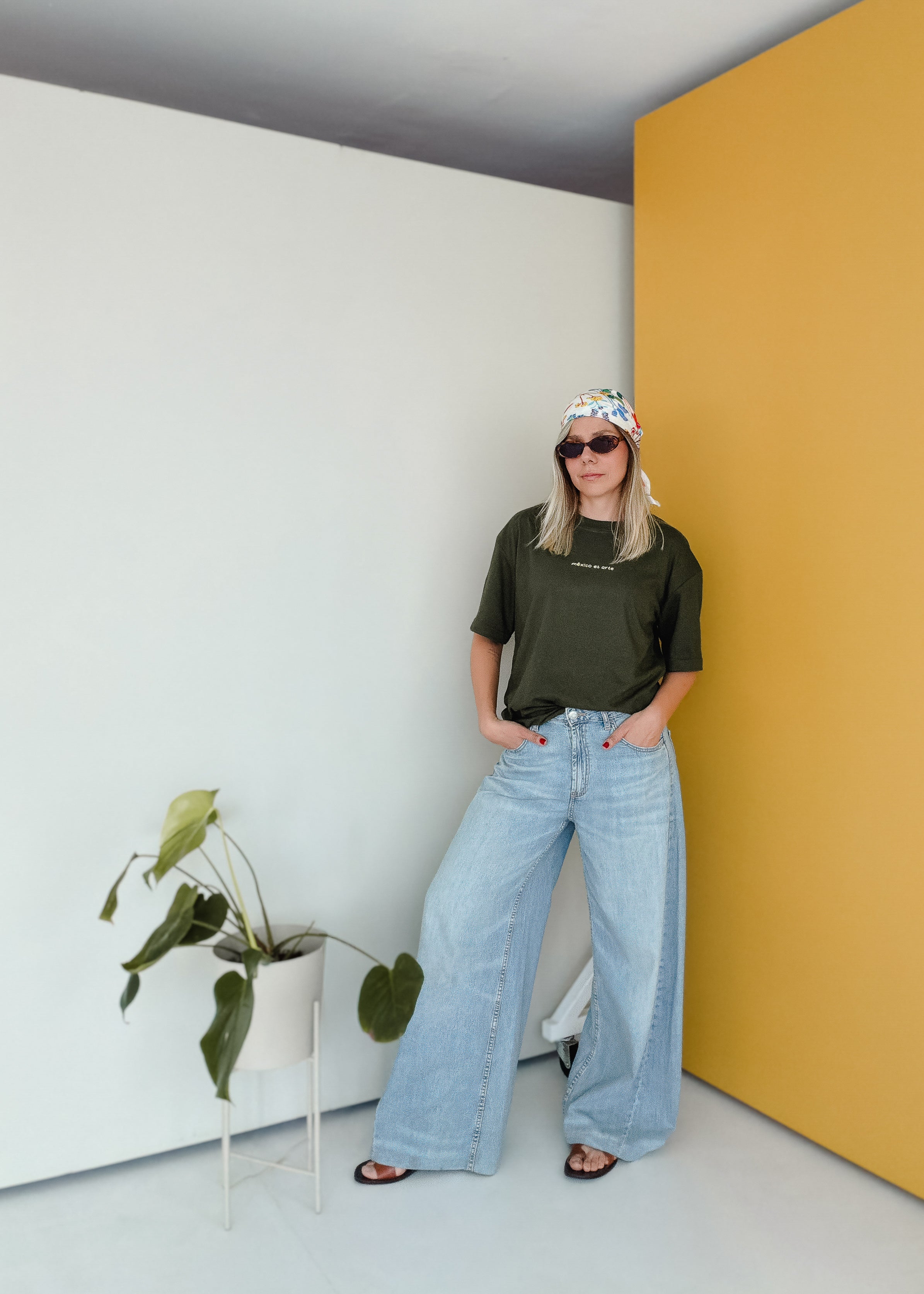 Playera México es Arte Verde Militar Oversized (Algodón 200grs)