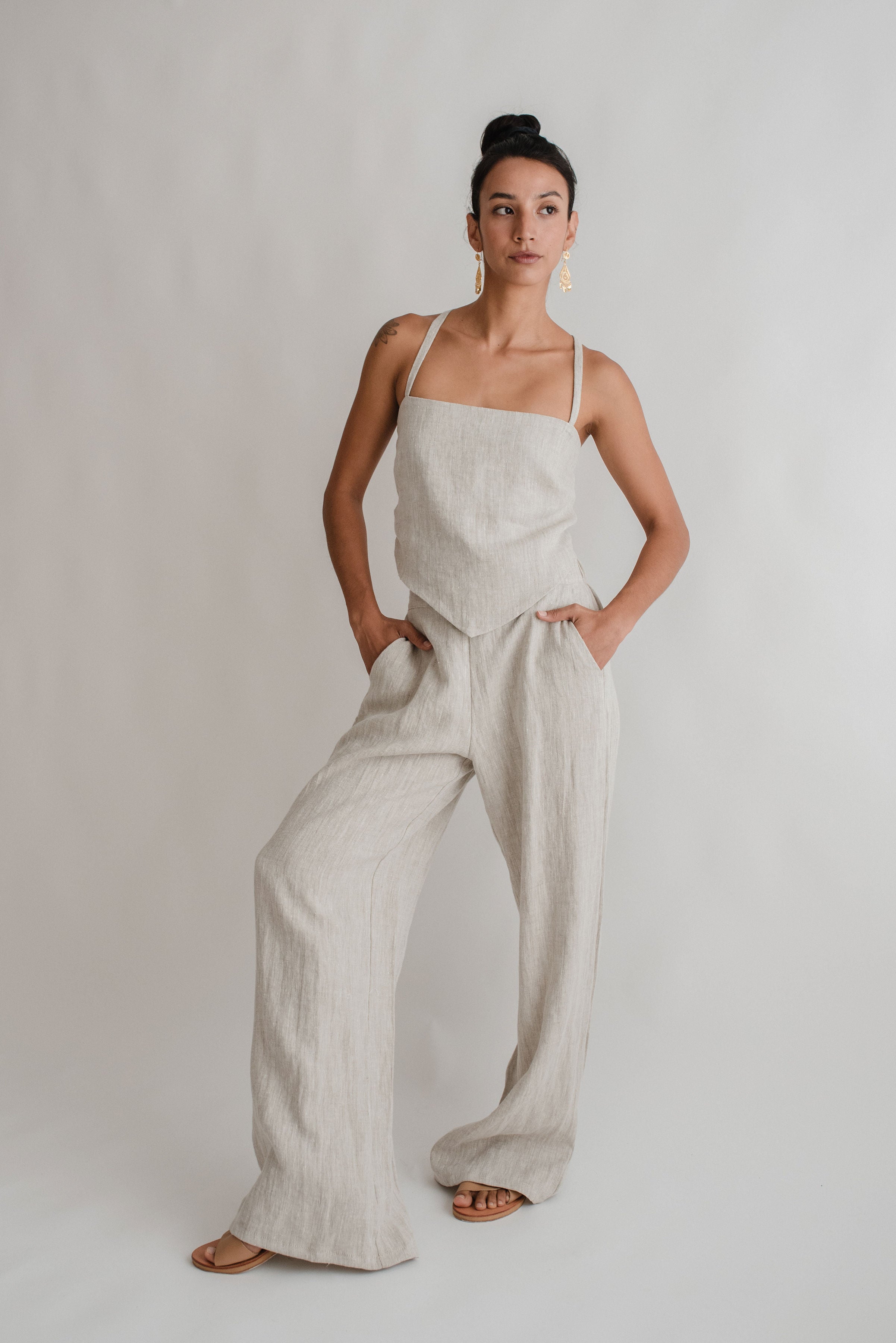 Pantalón Palazzo 100% Lino Lavado Pantalón Palazzo 100% Lino Lavado