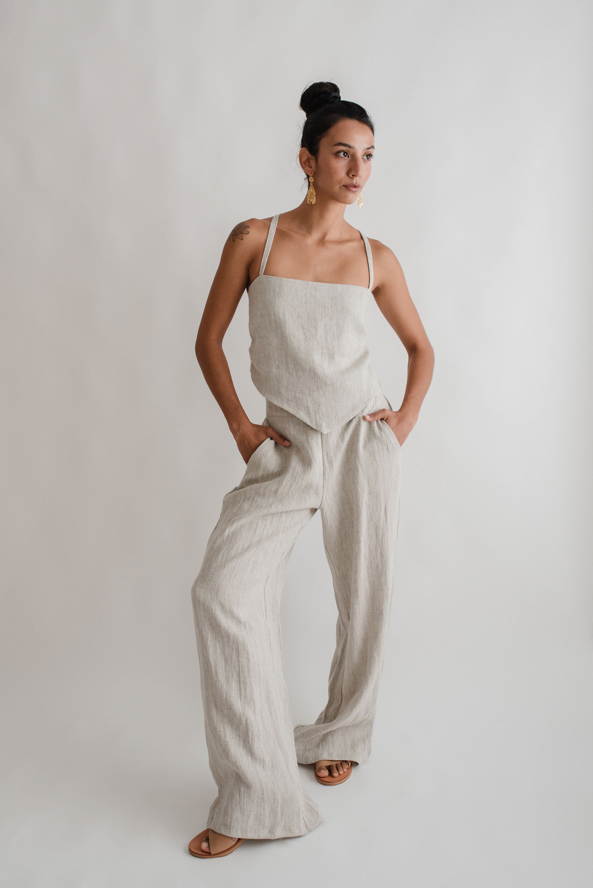 Pantalón Palazzo 100% Lino Lavado