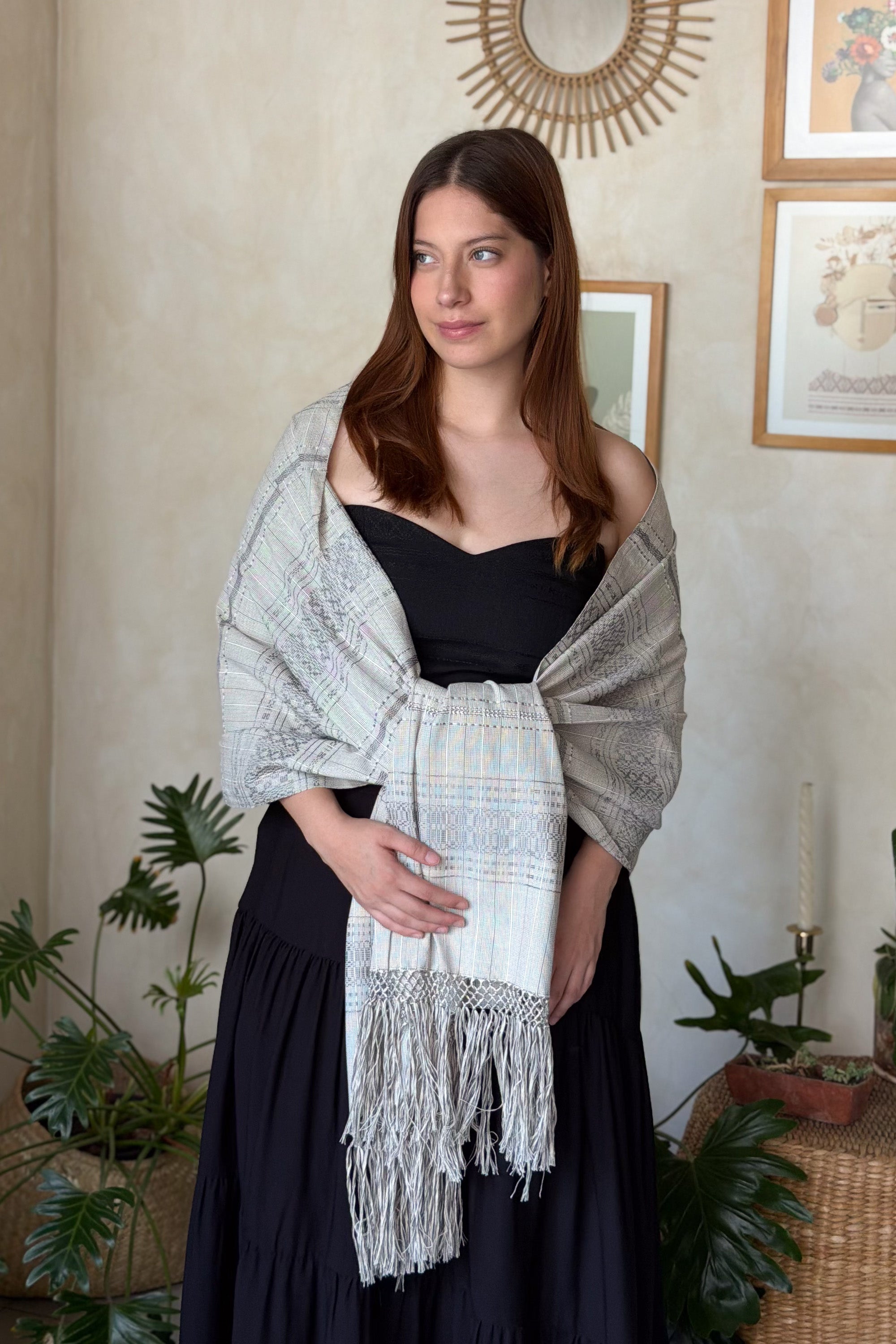 Rebozo Fino El Legado Gris Plateado