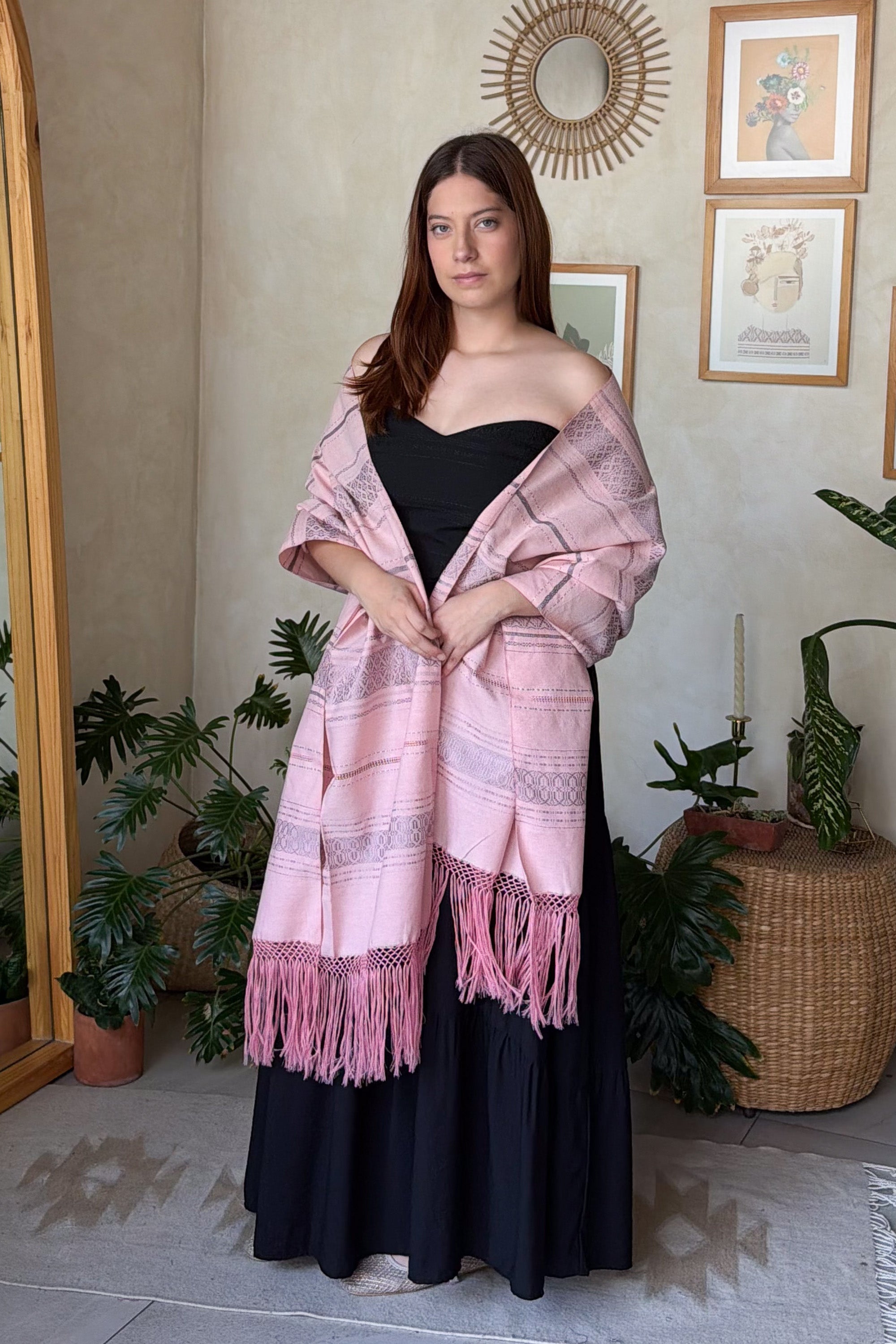 Rebozo Fino El Legado Rosa Gris