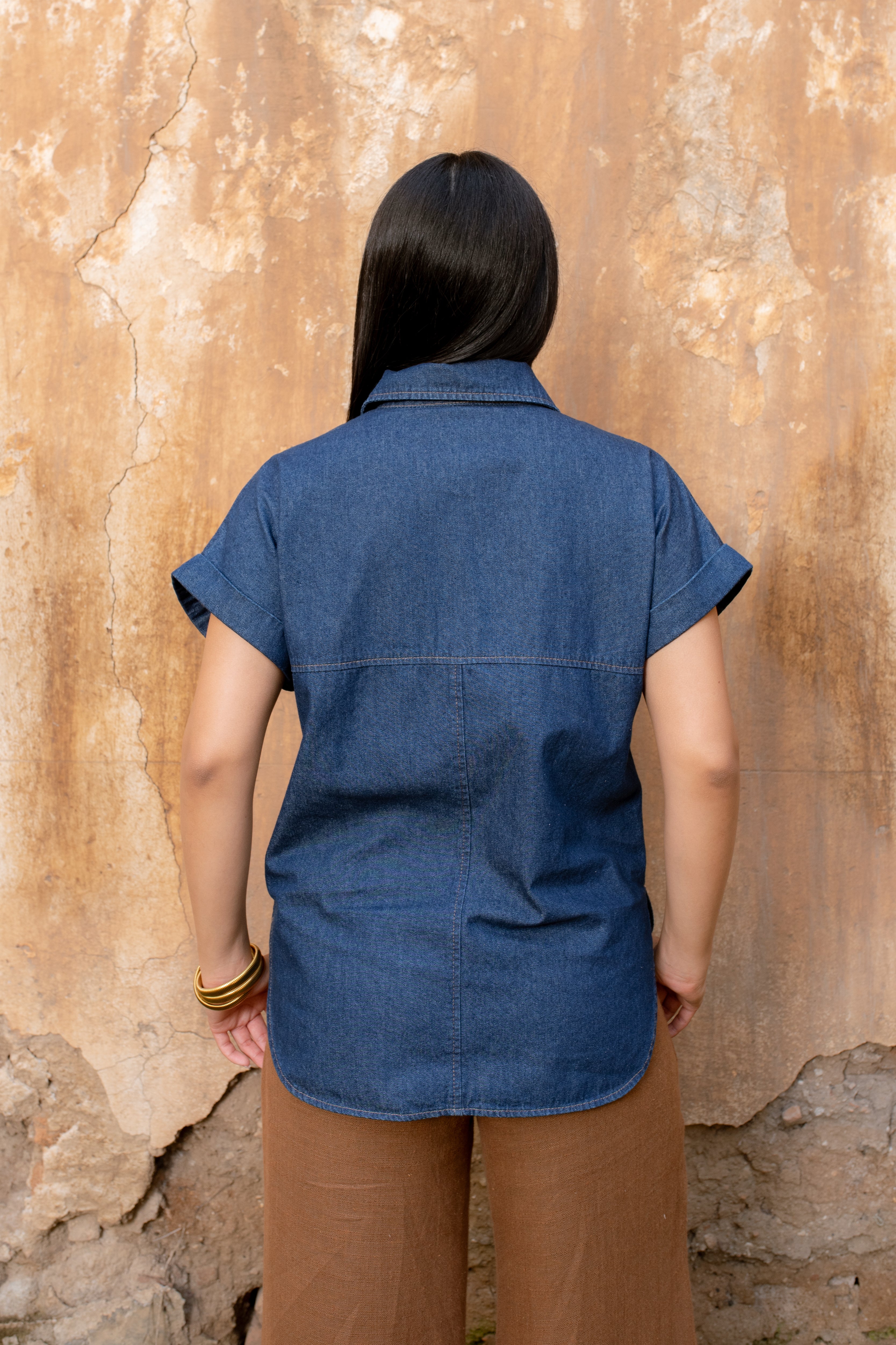 Camisa de Mezclilla Manga Corta